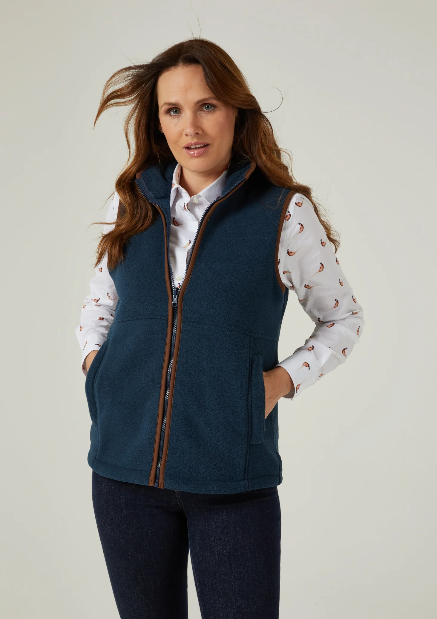 Aylsham Ladies Fleece Gilet In Blue Steel - Regular Fit - Image 4