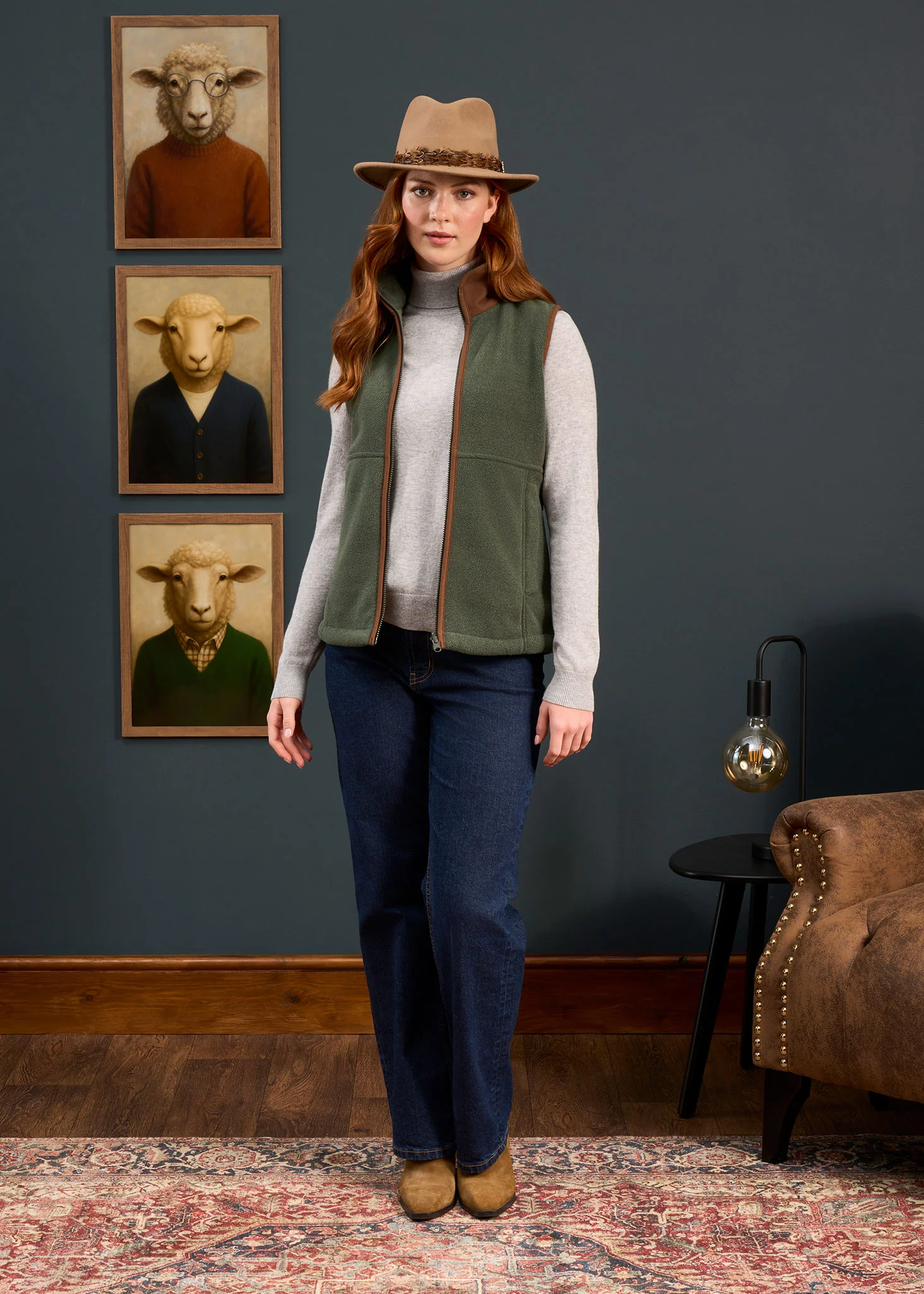 Aylsham Ladies Fleece Gilet In Cedar Green - Regular Fit - Image 6