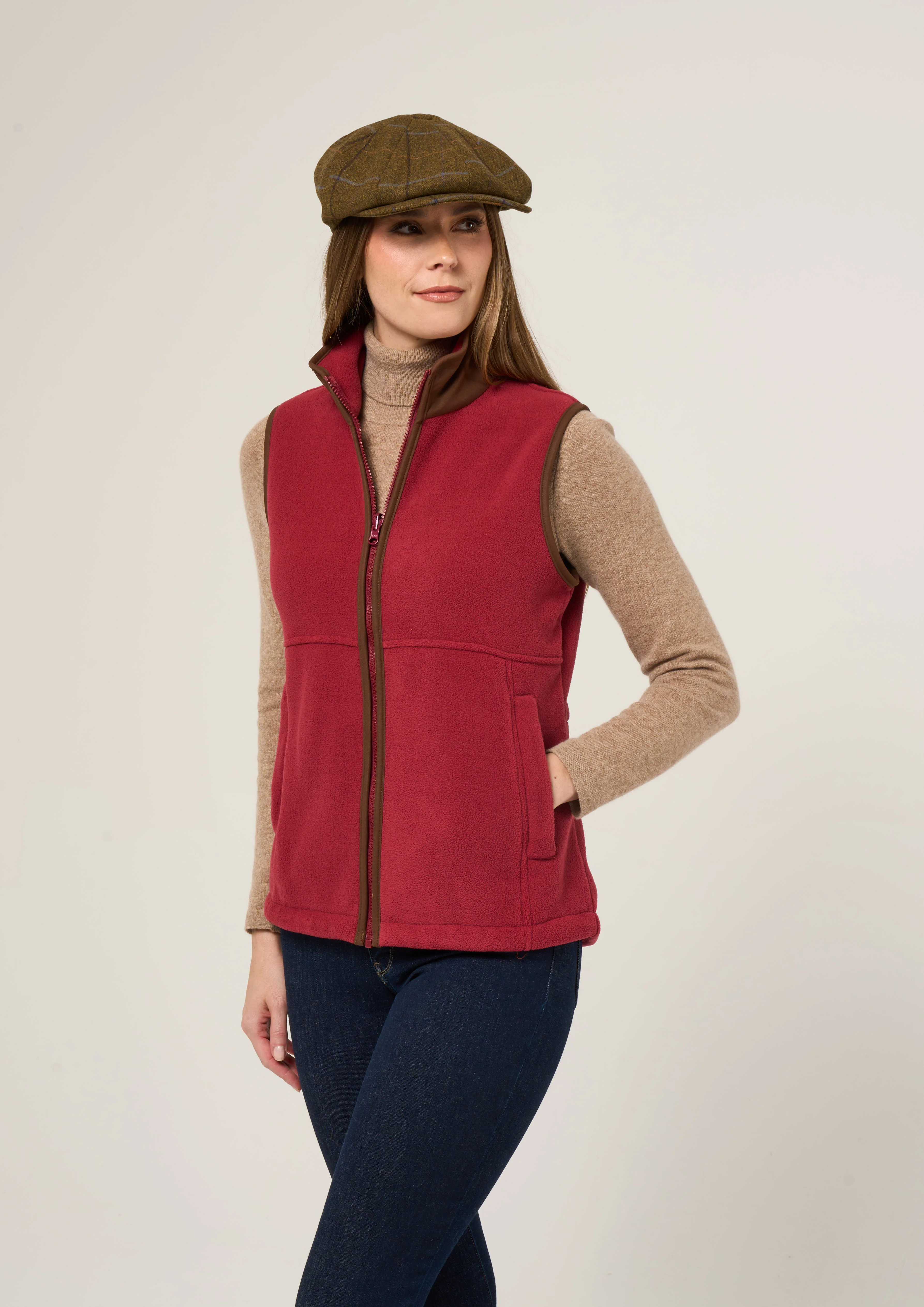 Aylsham Ladies Fleece Gilet In Cranberry - Regular Fit - Image 6