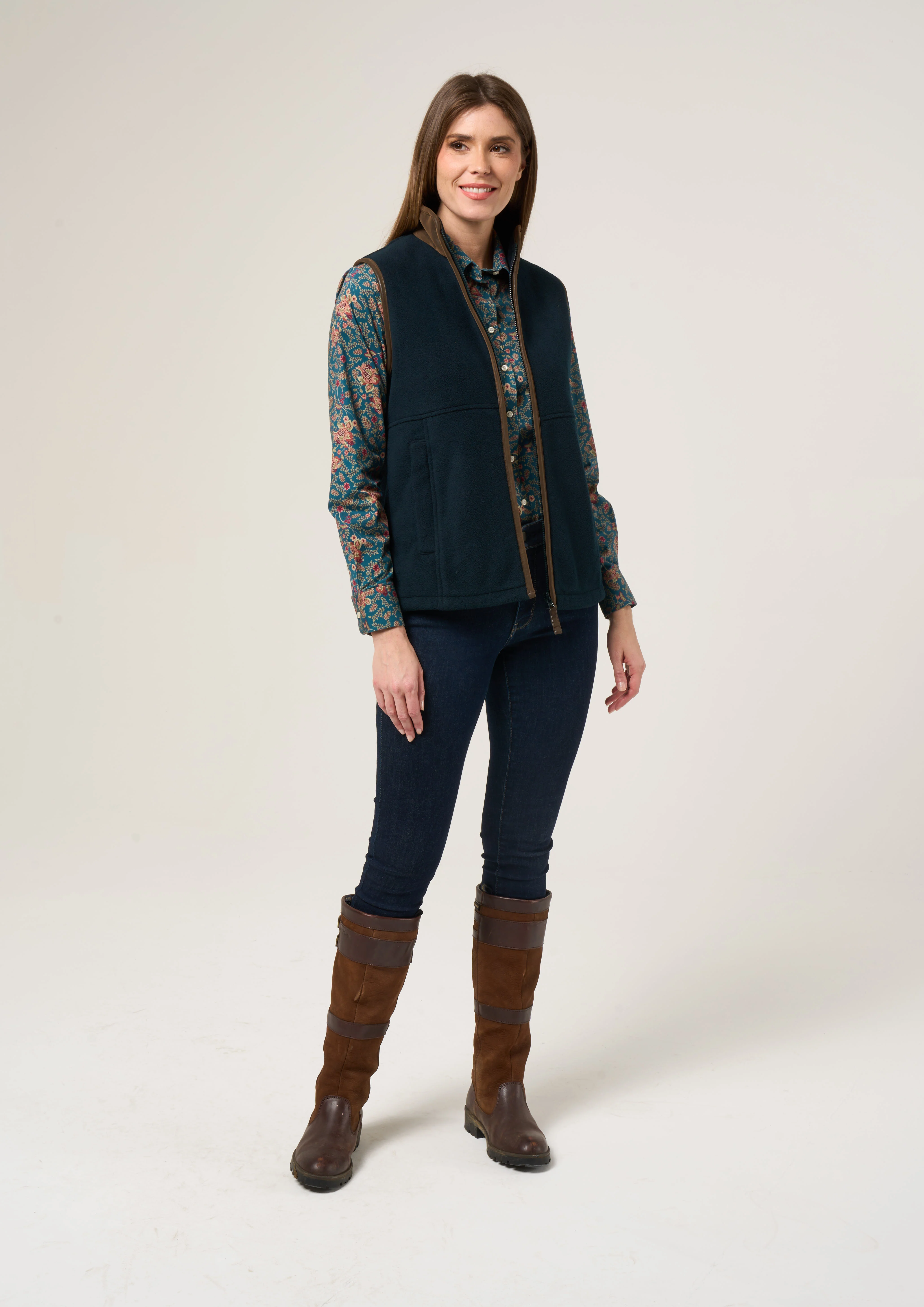 Aylsham Ladies Fleece Gilet In Dark Navy - Regular Fit - Image 3
