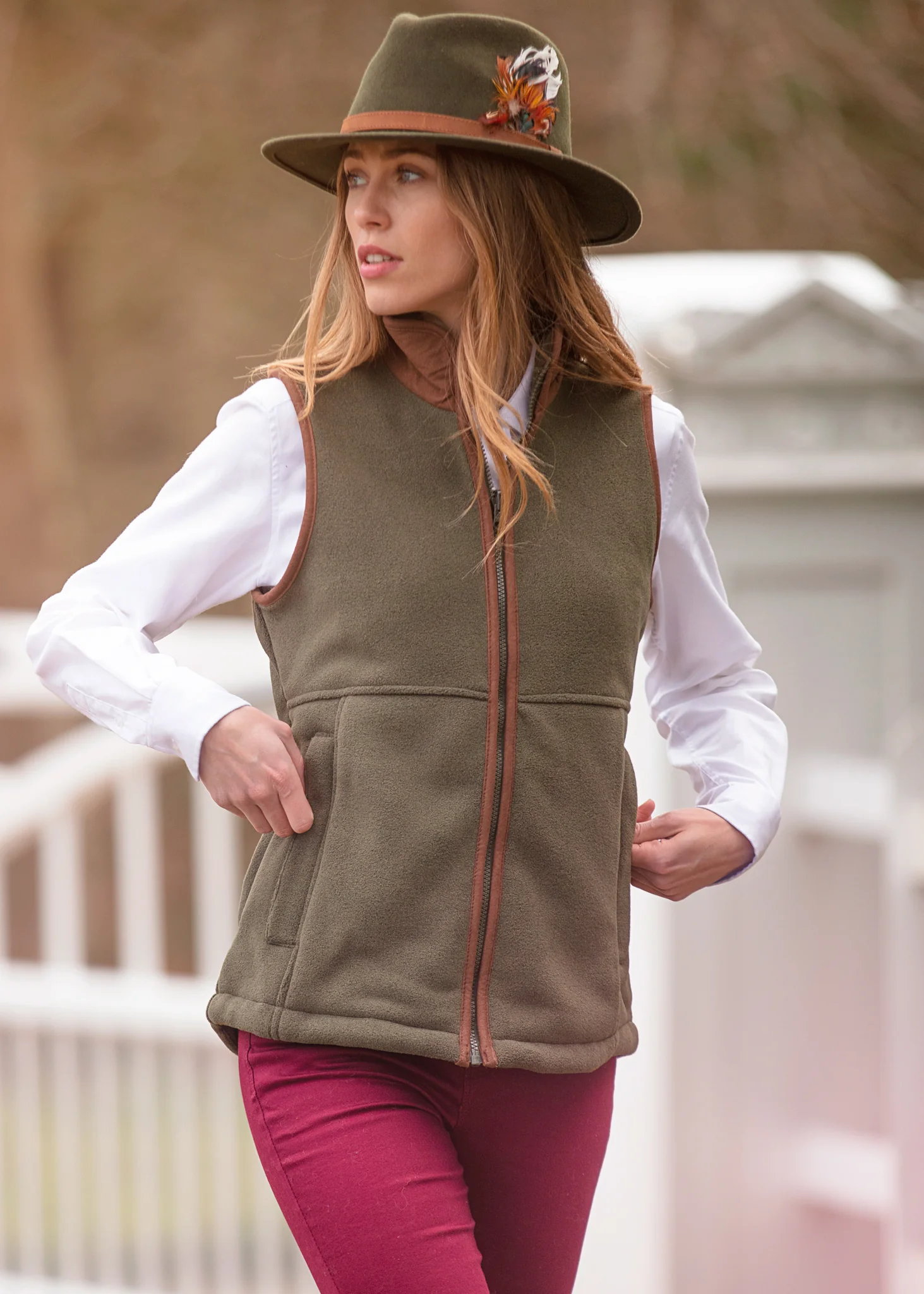Aylsham Ladies Fleece Gilet In Green - Regular Fit - Image 3