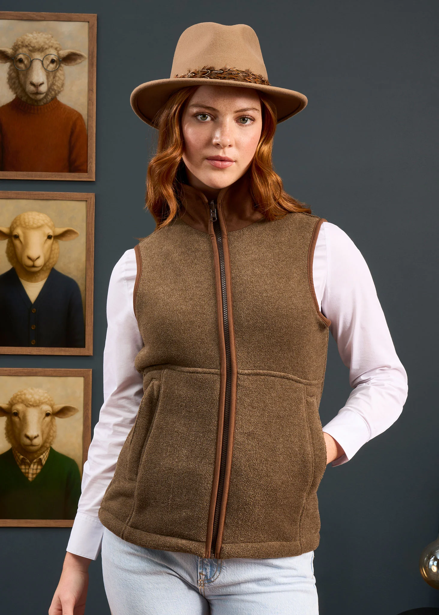 Aylsham Ladies Fleece Gilet In Pecan - Regular Fit - Image 2