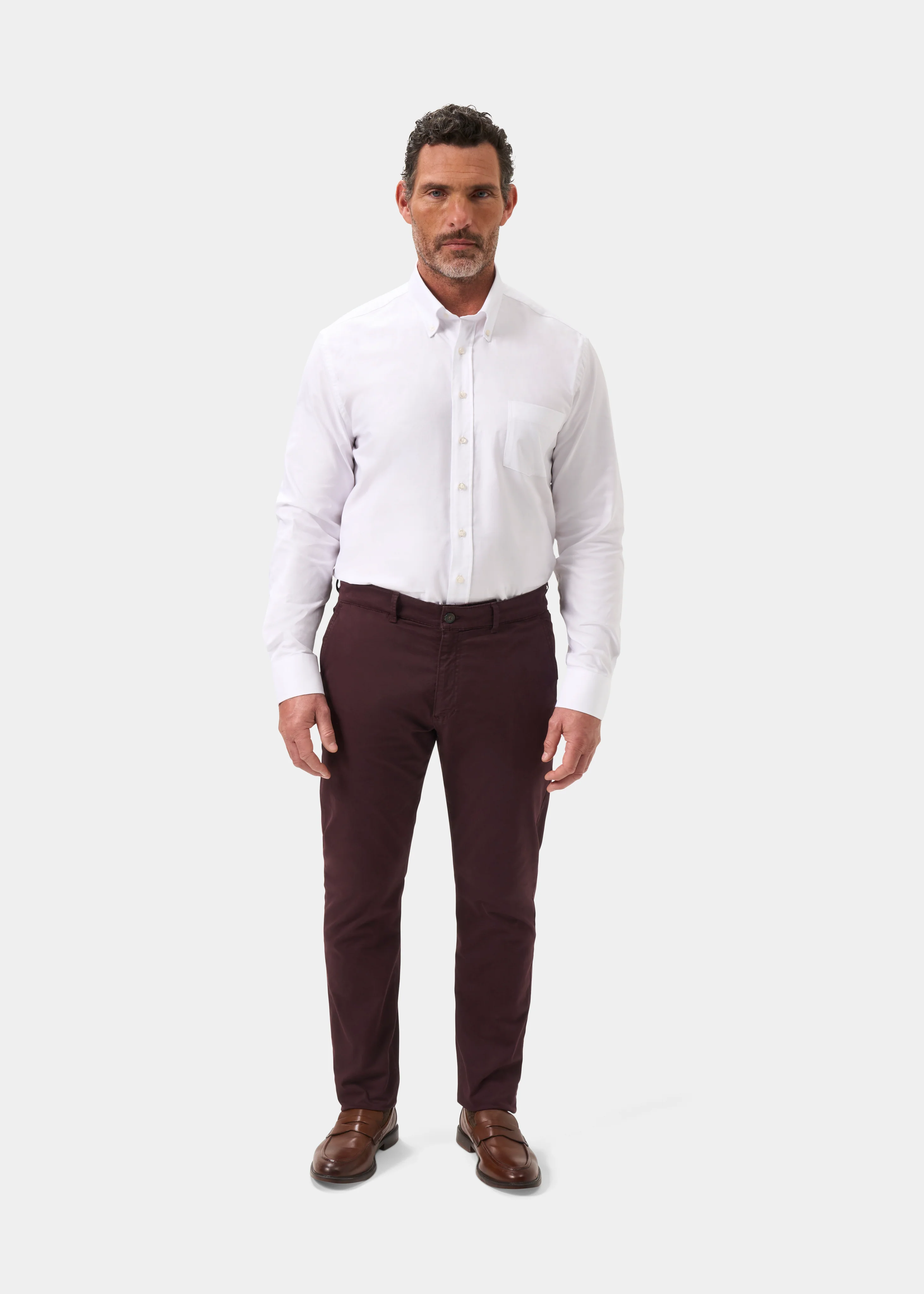 Bamforth Men's Chino Trouser In Wine - Regular Fit - Image 5