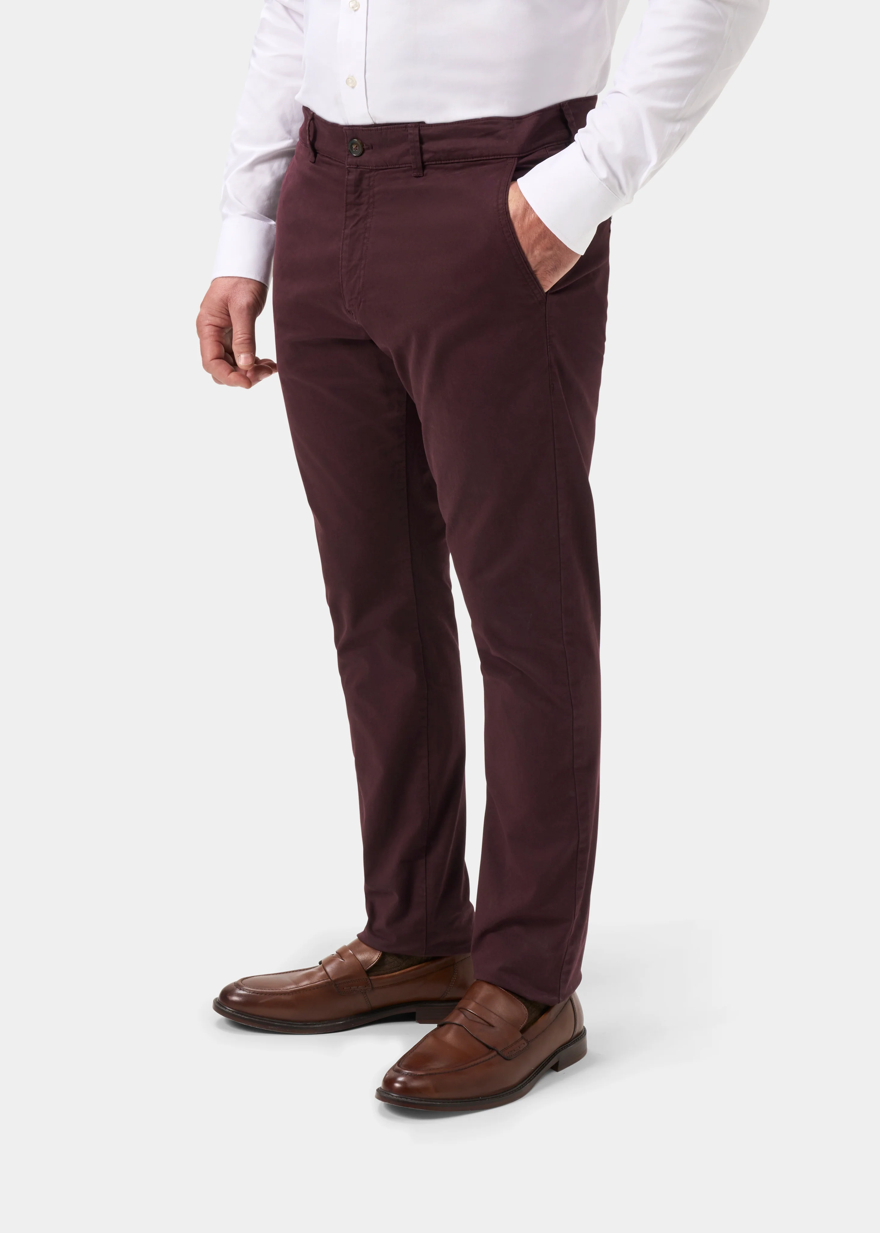 Bamforth Men's Chino Trouser In Wine - Regular Fit - Image 7