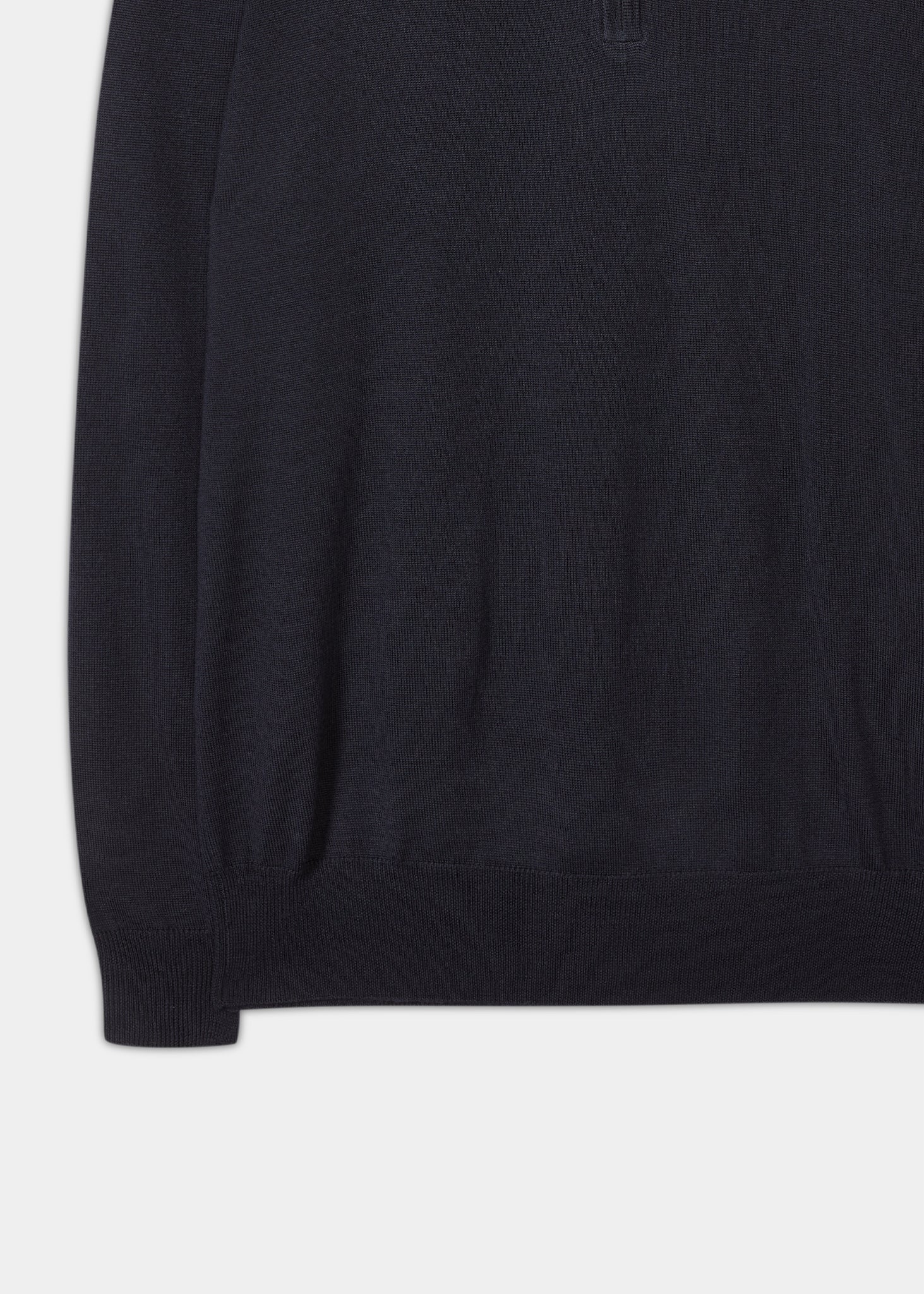 Barton Merino Wool 1/4 Zip Mock Jumper in Dark Navy - Regular Fit - Image 3