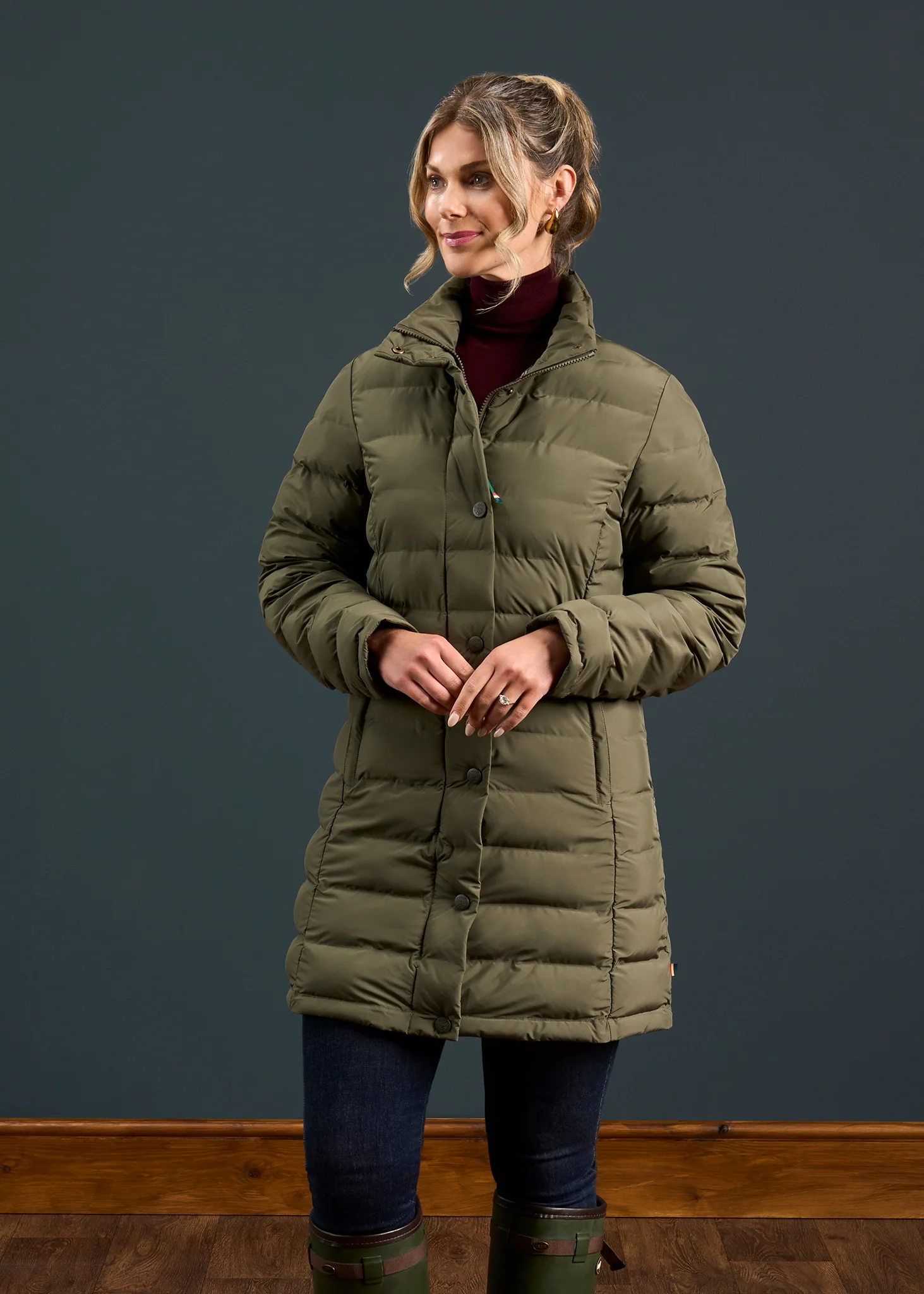 Calsall Ladies Coat in Olive - Regular Fit - Image 2