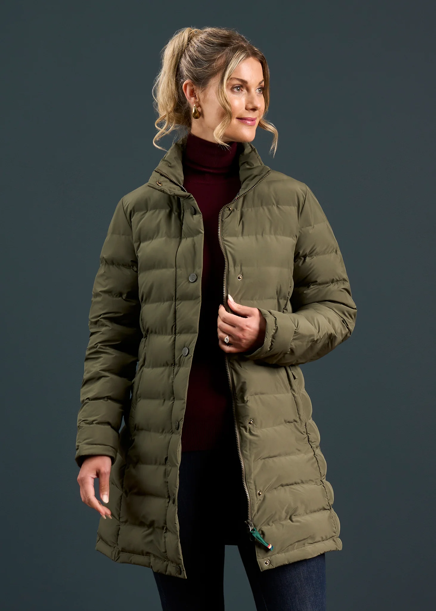 Calsall Ladies Coat in Olive - Regular Fit - Image 3