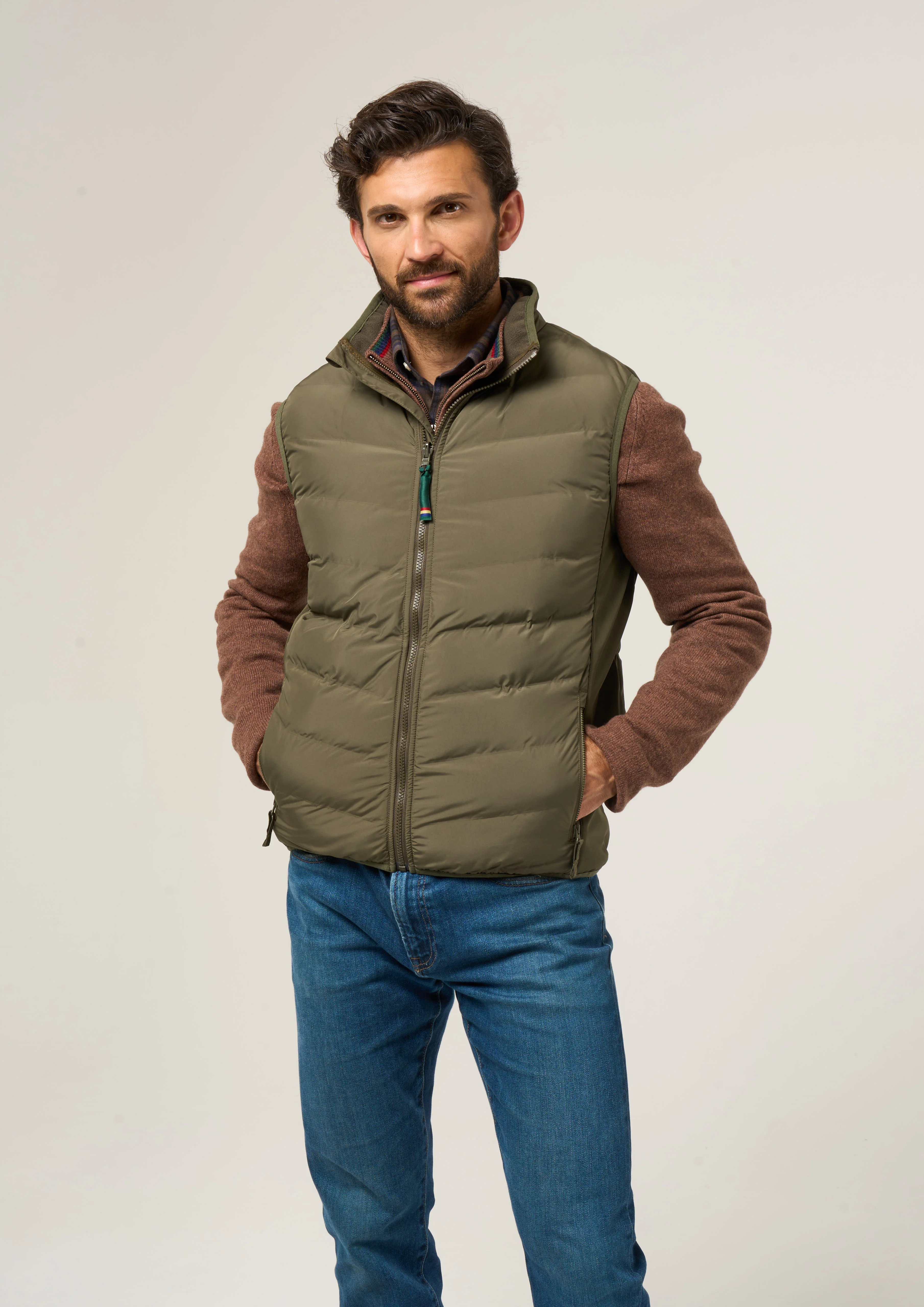 Calsall Men's Hybrid Gilet In Olive - Regular Fit - Image 5