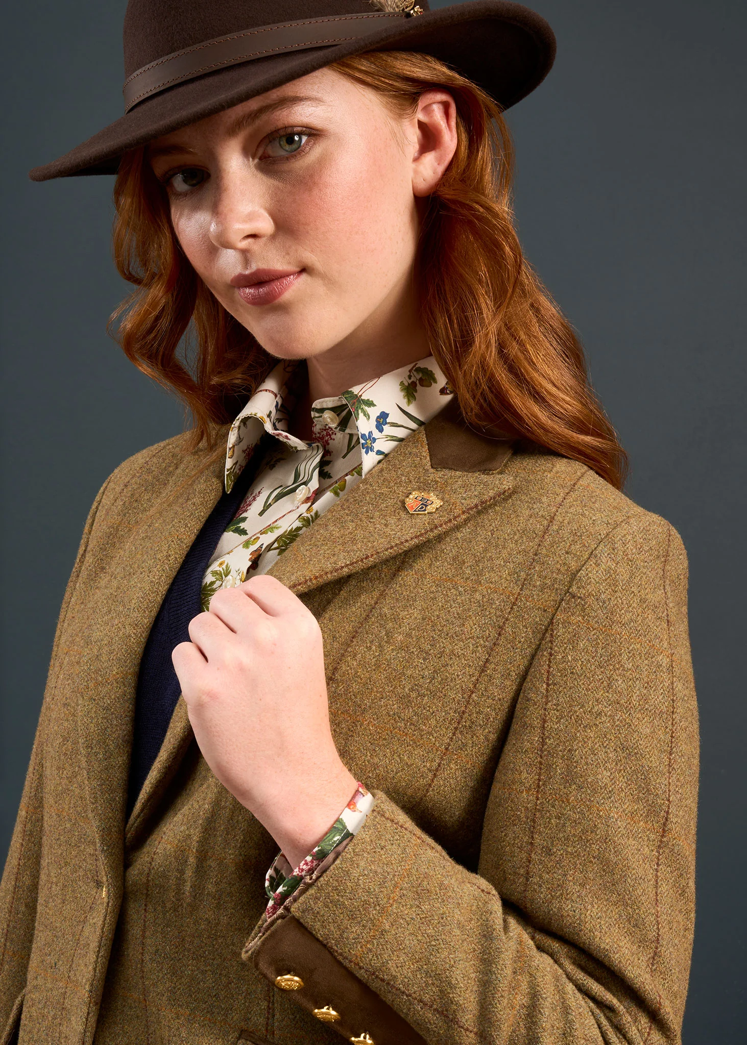 Combrook Ladies Tweed Water Repellent Mid-Thigh Coat in Grove  -  Regular Fit - Image 3