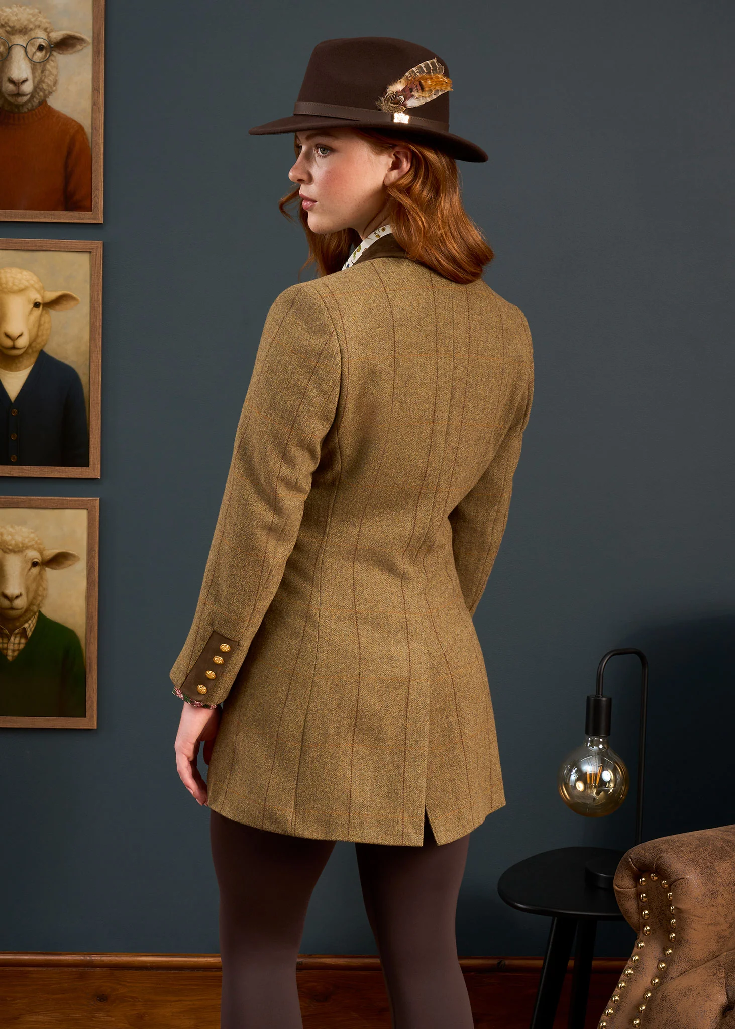 Combrook Ladies Tweed Water Repellent Mid-Thigh Coat in Grove  -  Regular Fit - Image 4