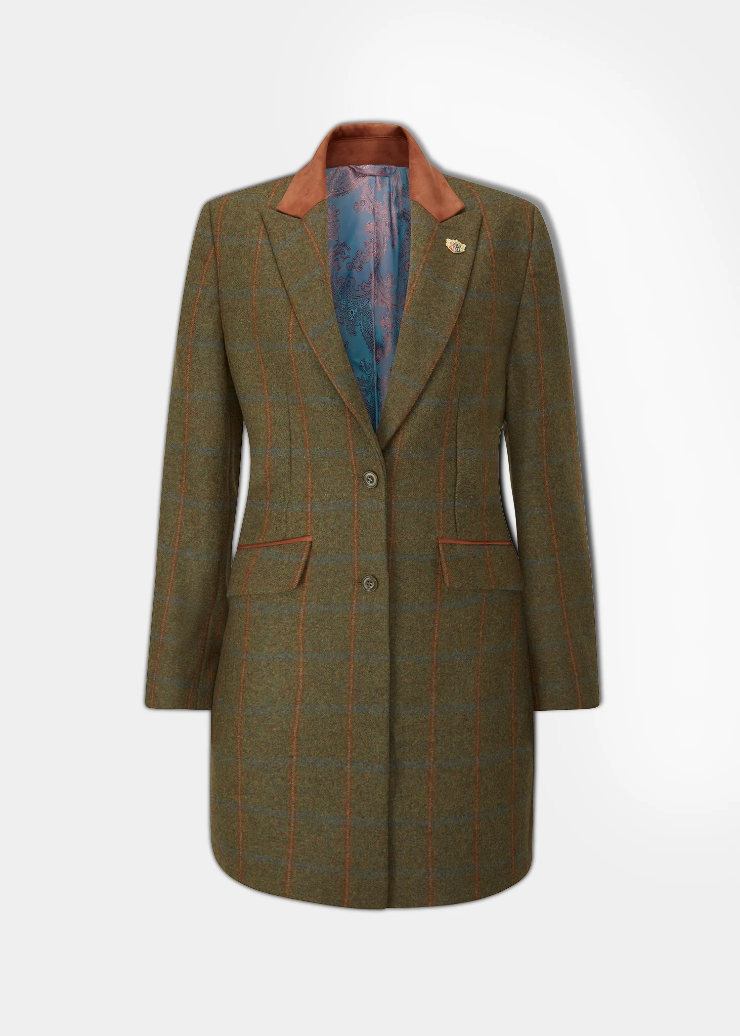 Combrook Ladies Tweed Water Repellent Mid-Thigh Coat in Willow  -  Regular Fit