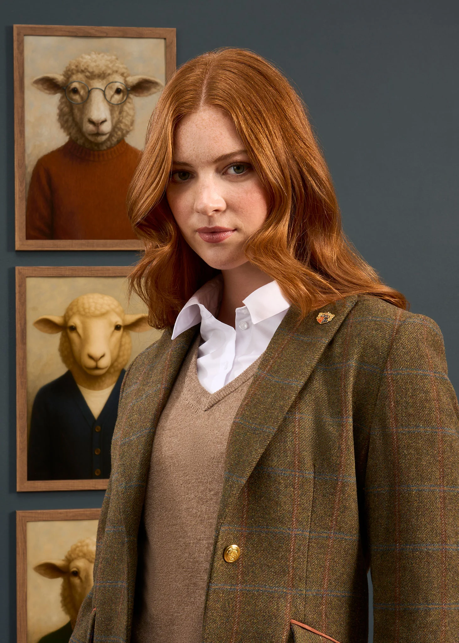 Combrook Ladies Tweed Water Repellent Mid-Thigh Coat in Willow  -  Regular Fit - Image 3