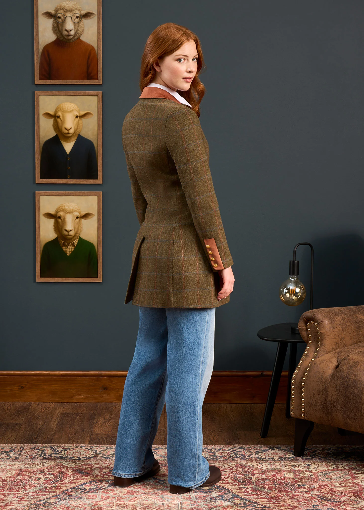 Combrook Ladies Tweed Water Repellent Mid-Thigh Coat in Willow  -  Regular Fit - Image 5