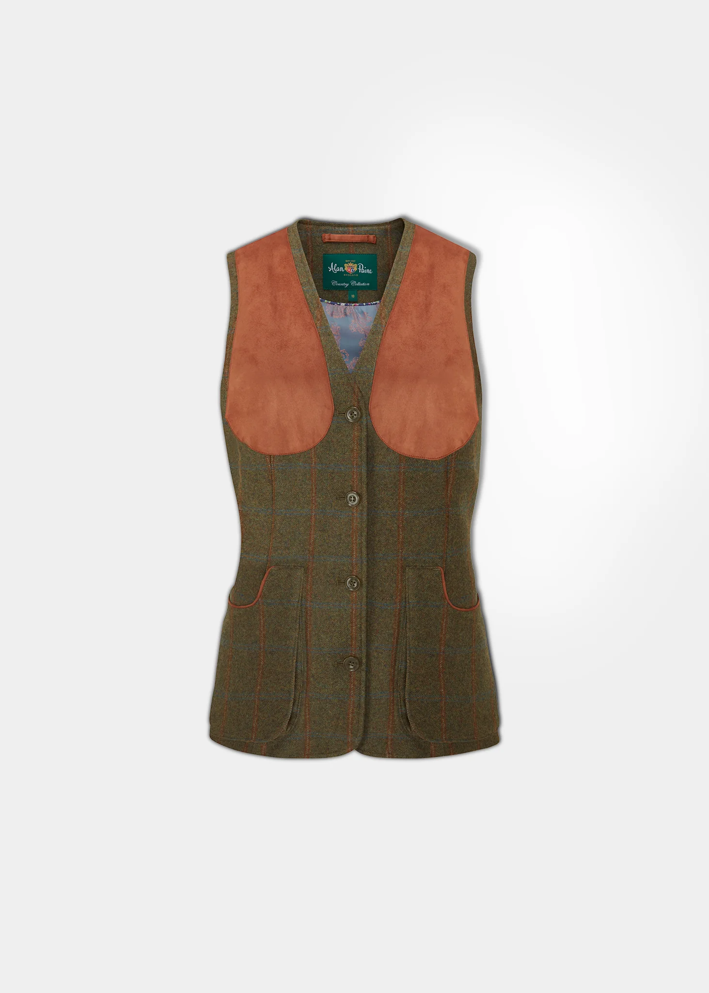 Combrook Ladies Tweed Water Repellent Shooting Waistcoat in Willow  -  Regular Fit