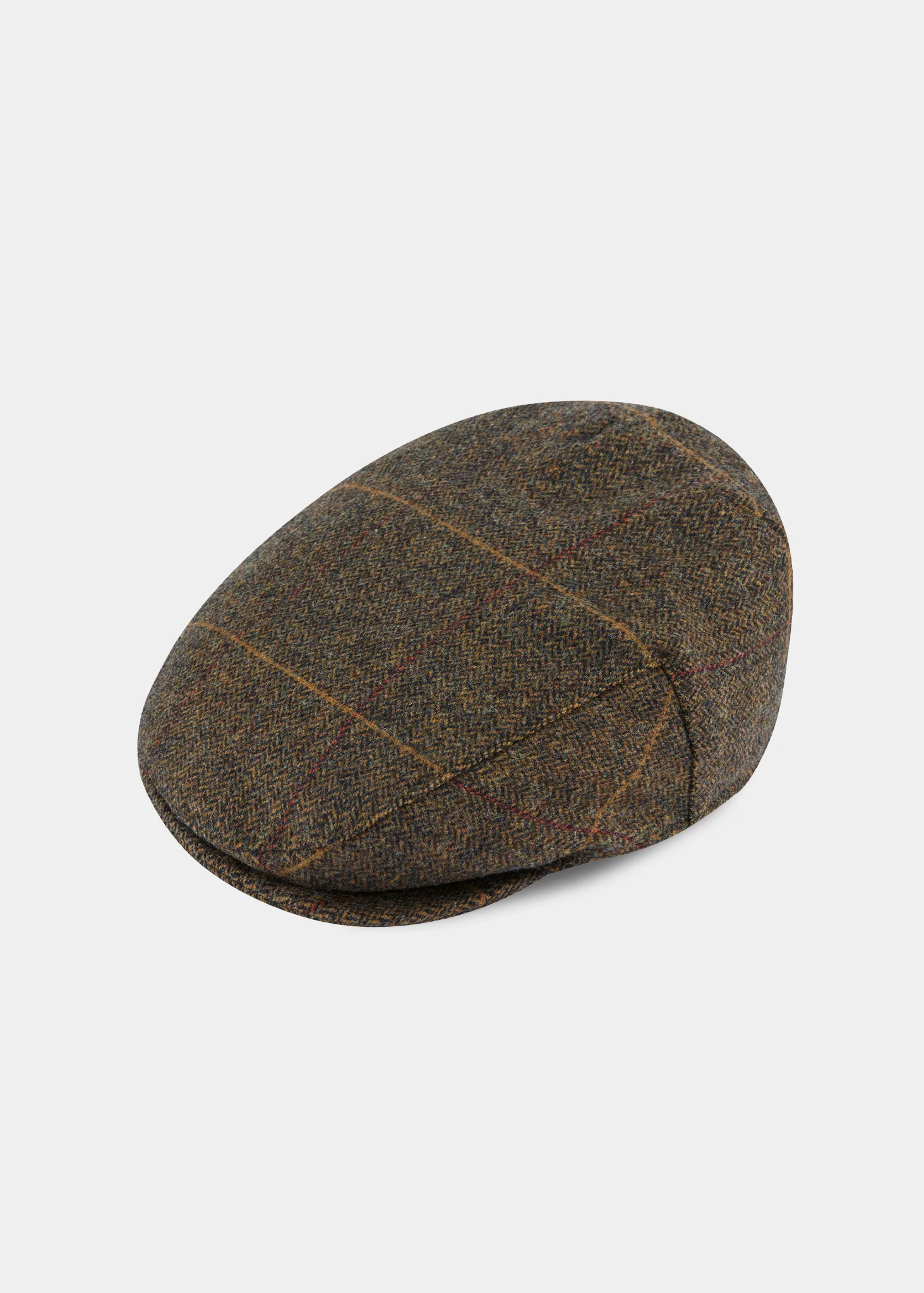 Combrook Men's Tweed Waterproof Flat Cap in Teak  -  Regular Fit