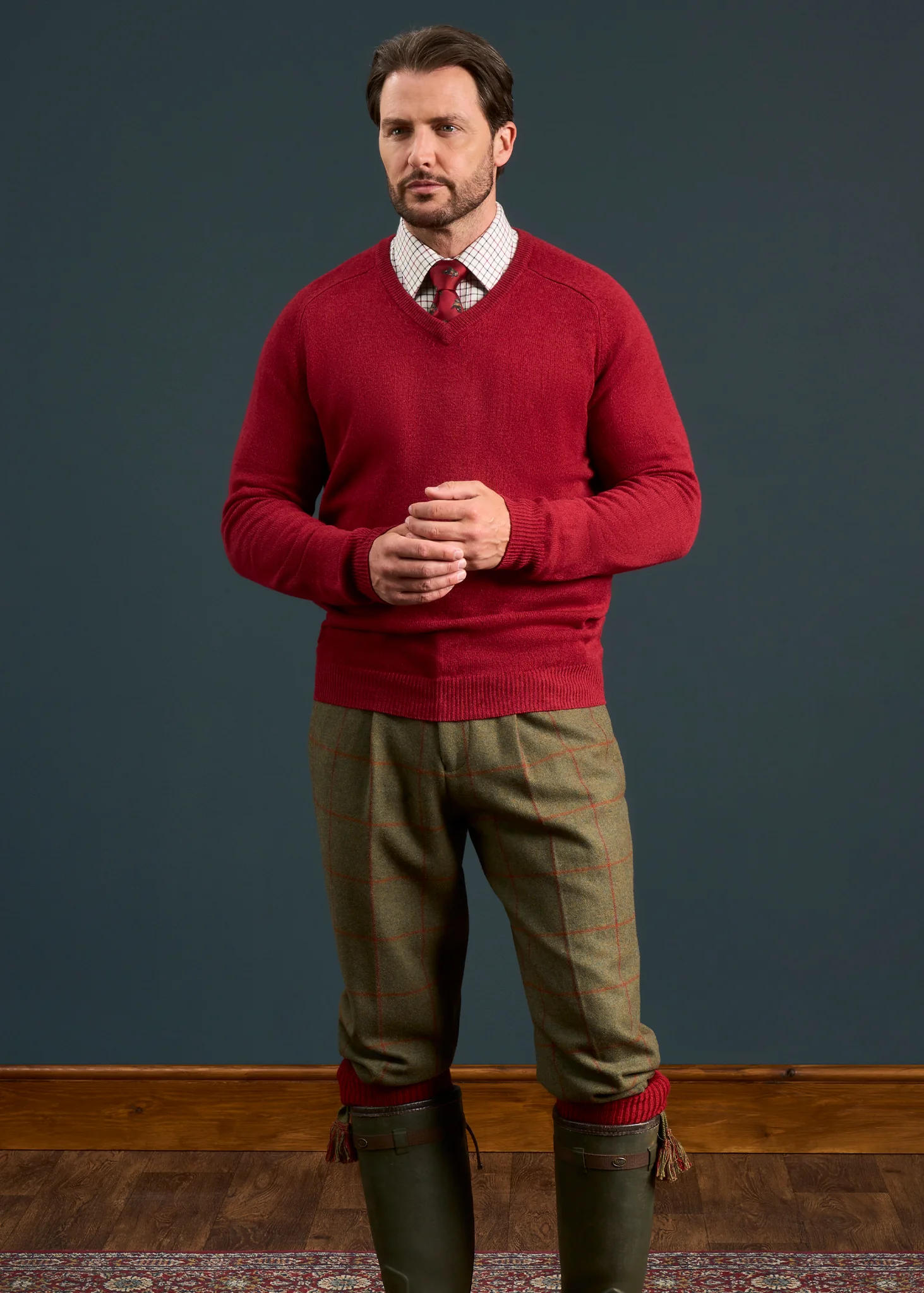 Combrook Men's Tweed Water Repellent Shooting Breeks in Reed  -  Regular Fit - Image 2