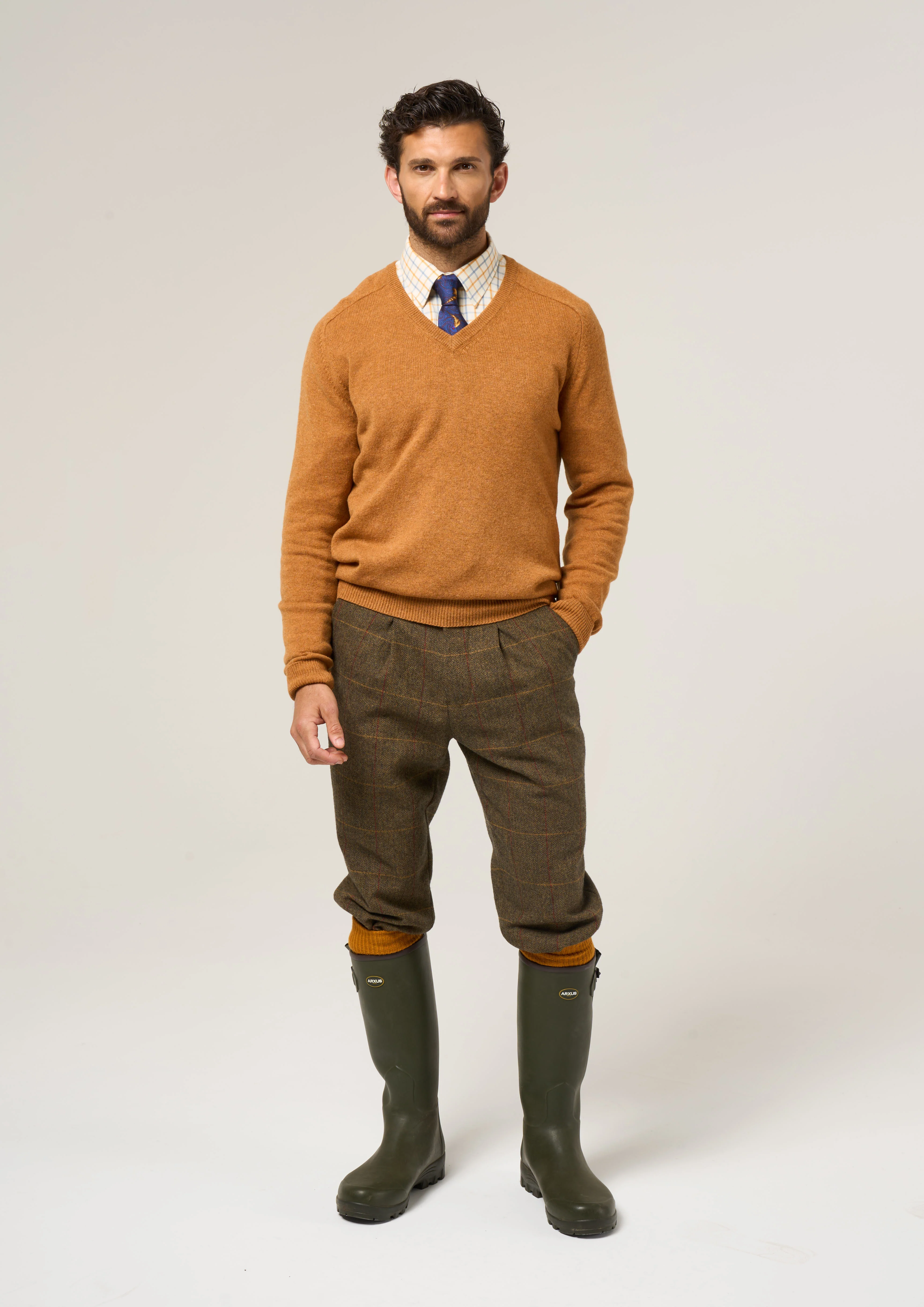 Combrook Men's Tweed Water Repellent Shooting Breeks in Teak  -  Regular Fit - Image 2