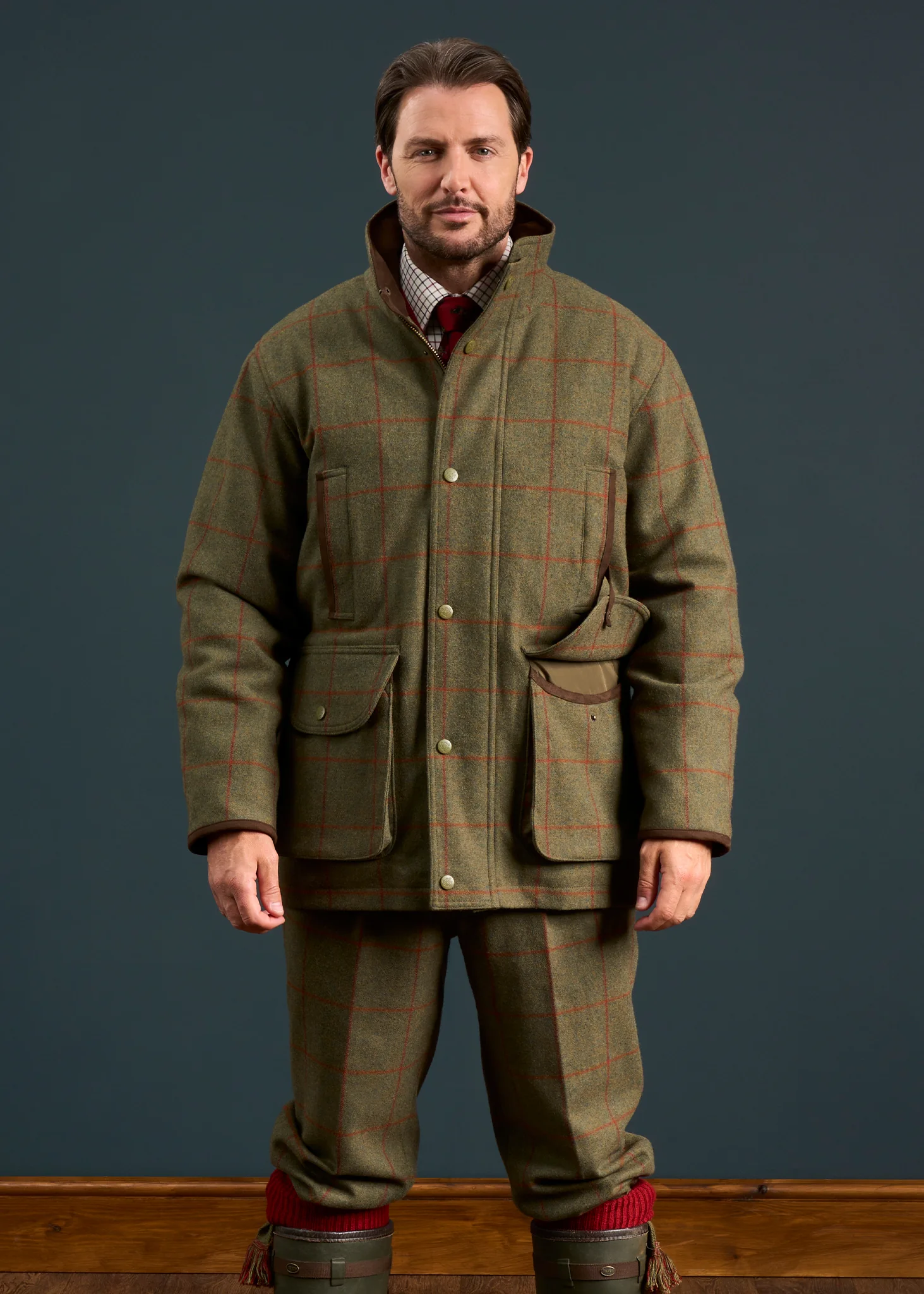Combrook Men's Tweed Waterproof Shooting Field Coat in Reed  -  Shooting Fit - Image 4
