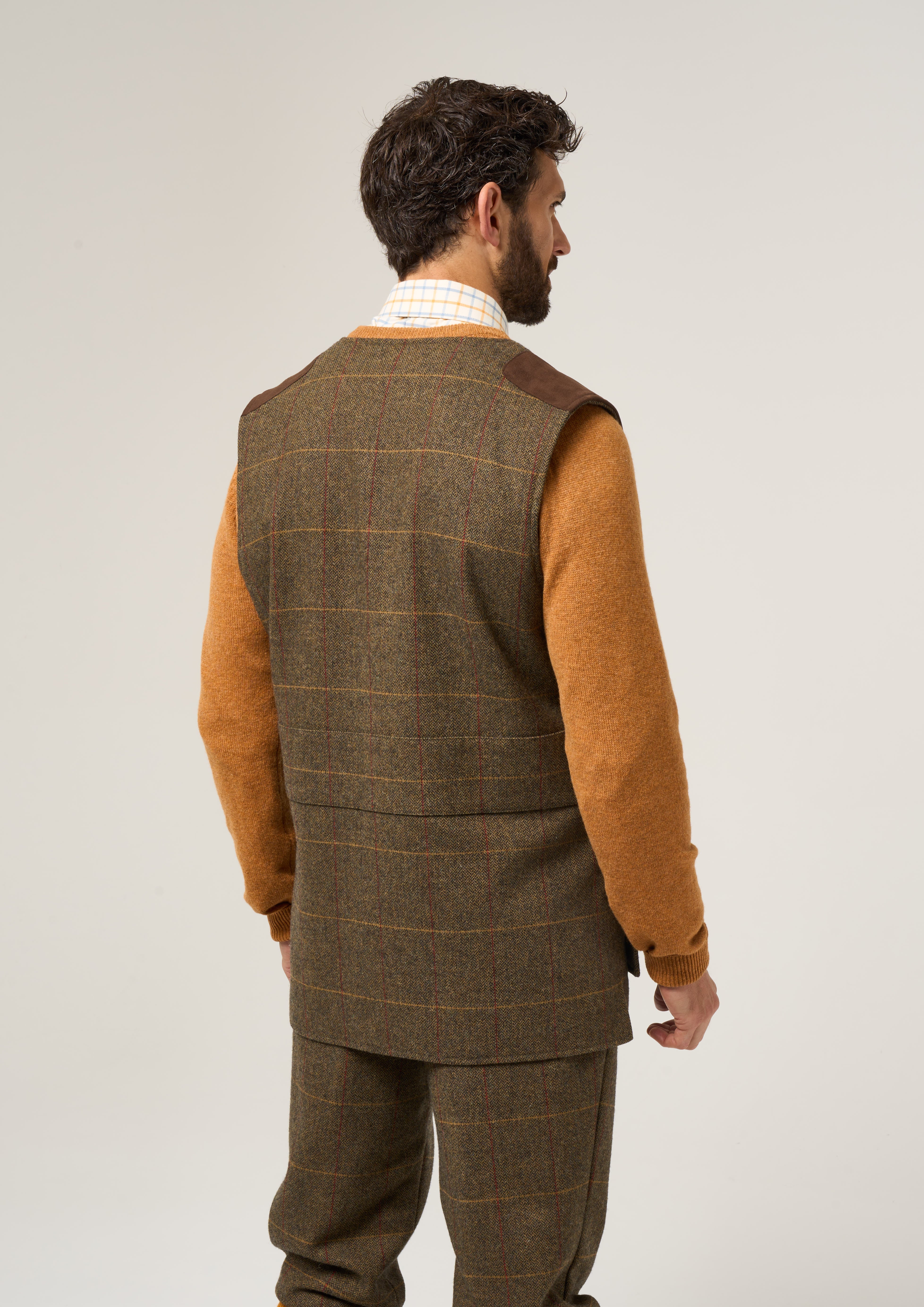 Combrook Men's Tweed Water Repellent Shooting Waistcoat in Teak  -  Shooting Fit - Image 6