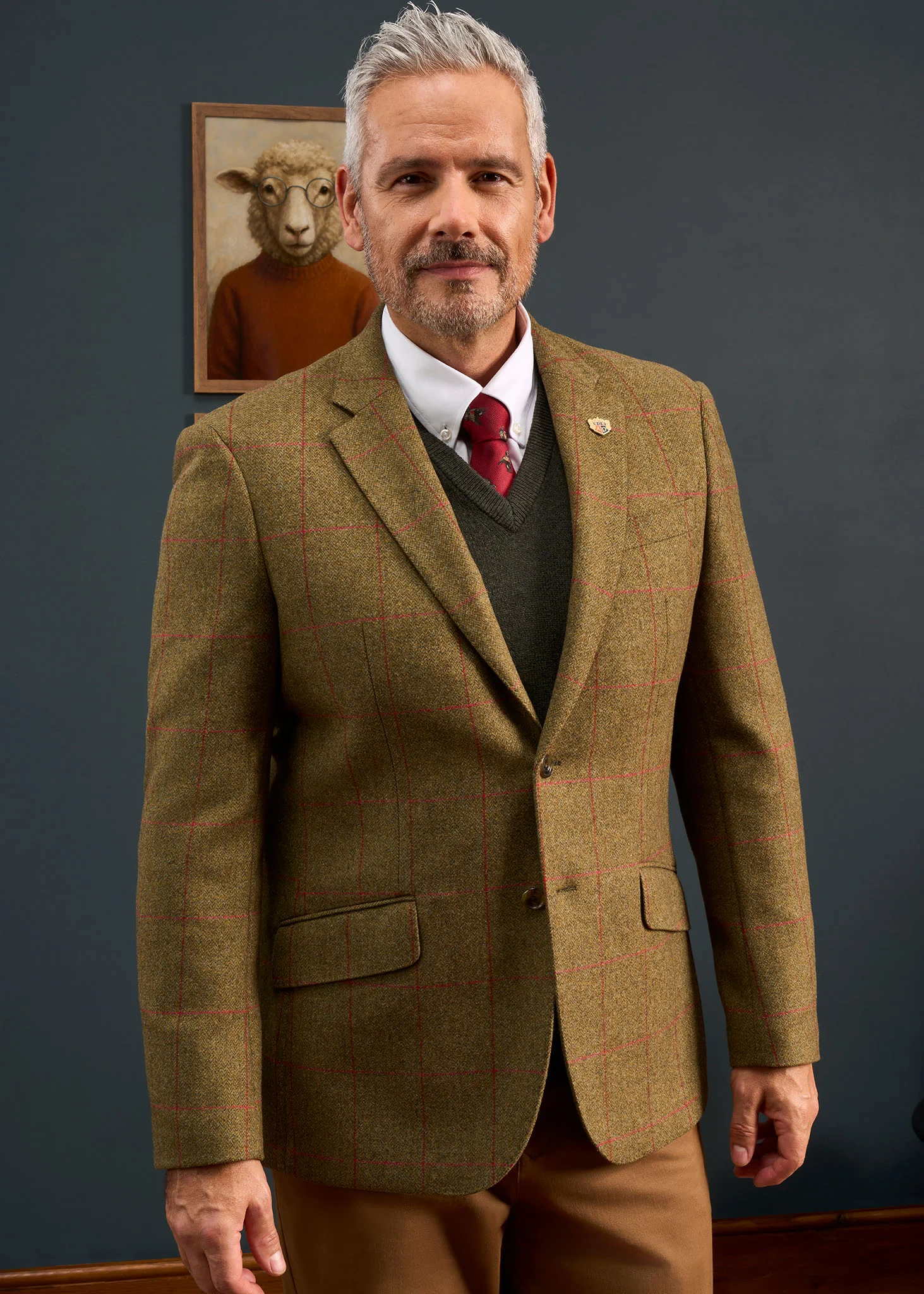 Combrook Men's Tweed Water Repellent Sports Blazer in Sage  -  Regular Fit - Image 3