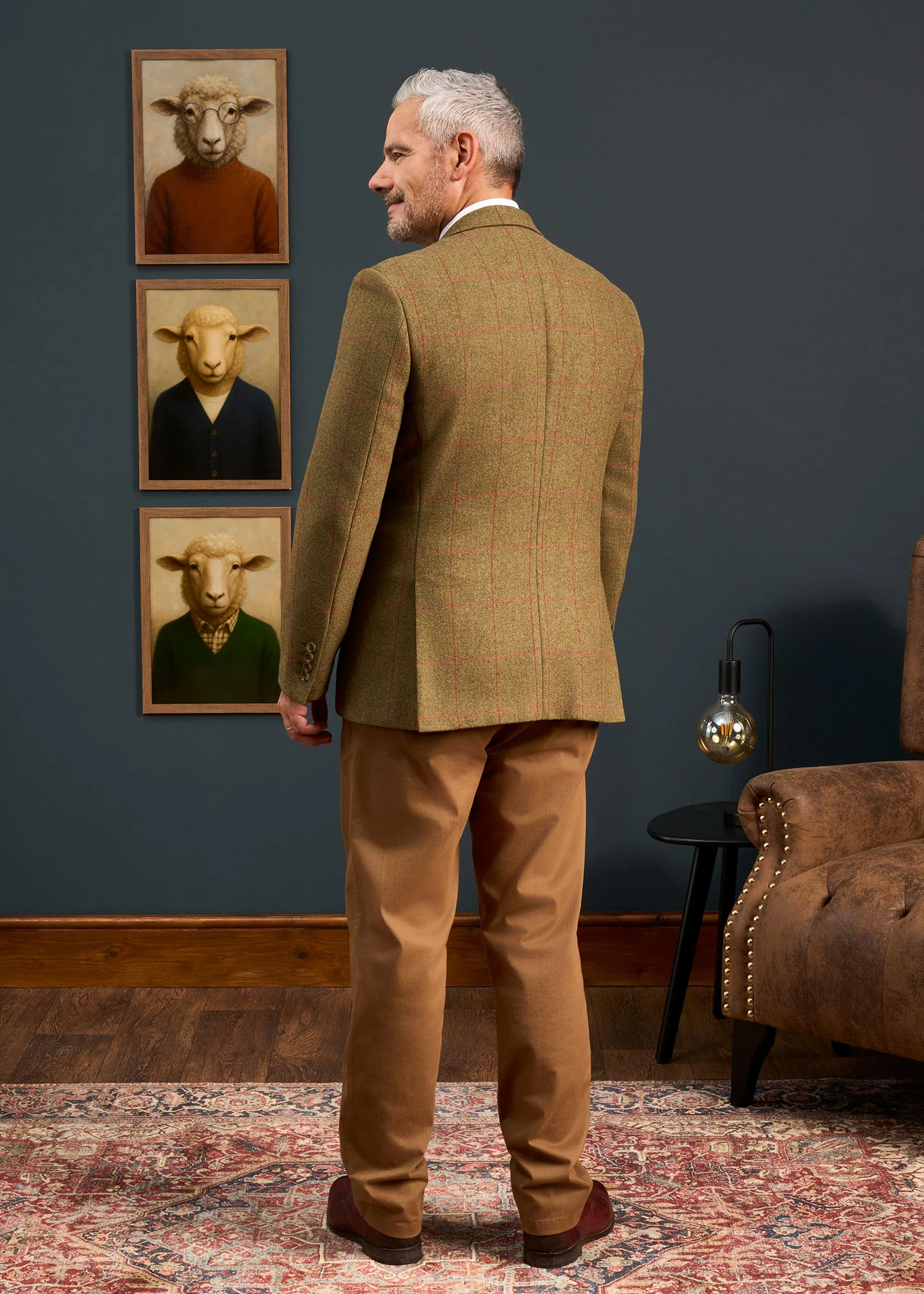 Combrook Men's Tweed Water Repellent Sports Blazer in Sage  -  Regular Fit - Image 5