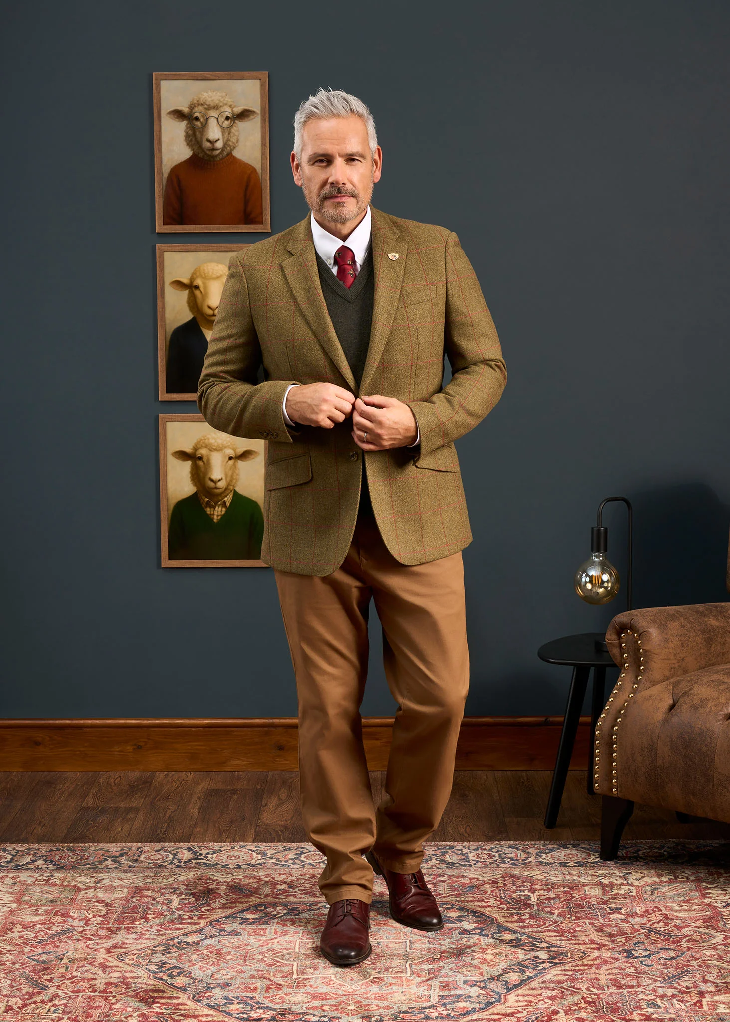 Combrook Men's Tweed Water Repellent Sports Blazer in Sage  -  Regular Fit - Image 6