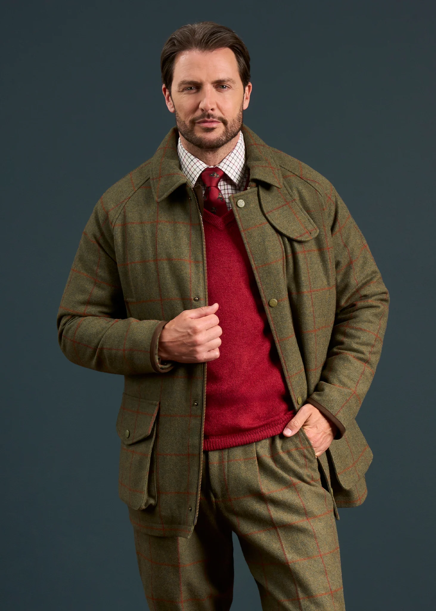 Combrook Men's Tweed Waterproof Coat in Reed  -  Regular Fit - Image 3