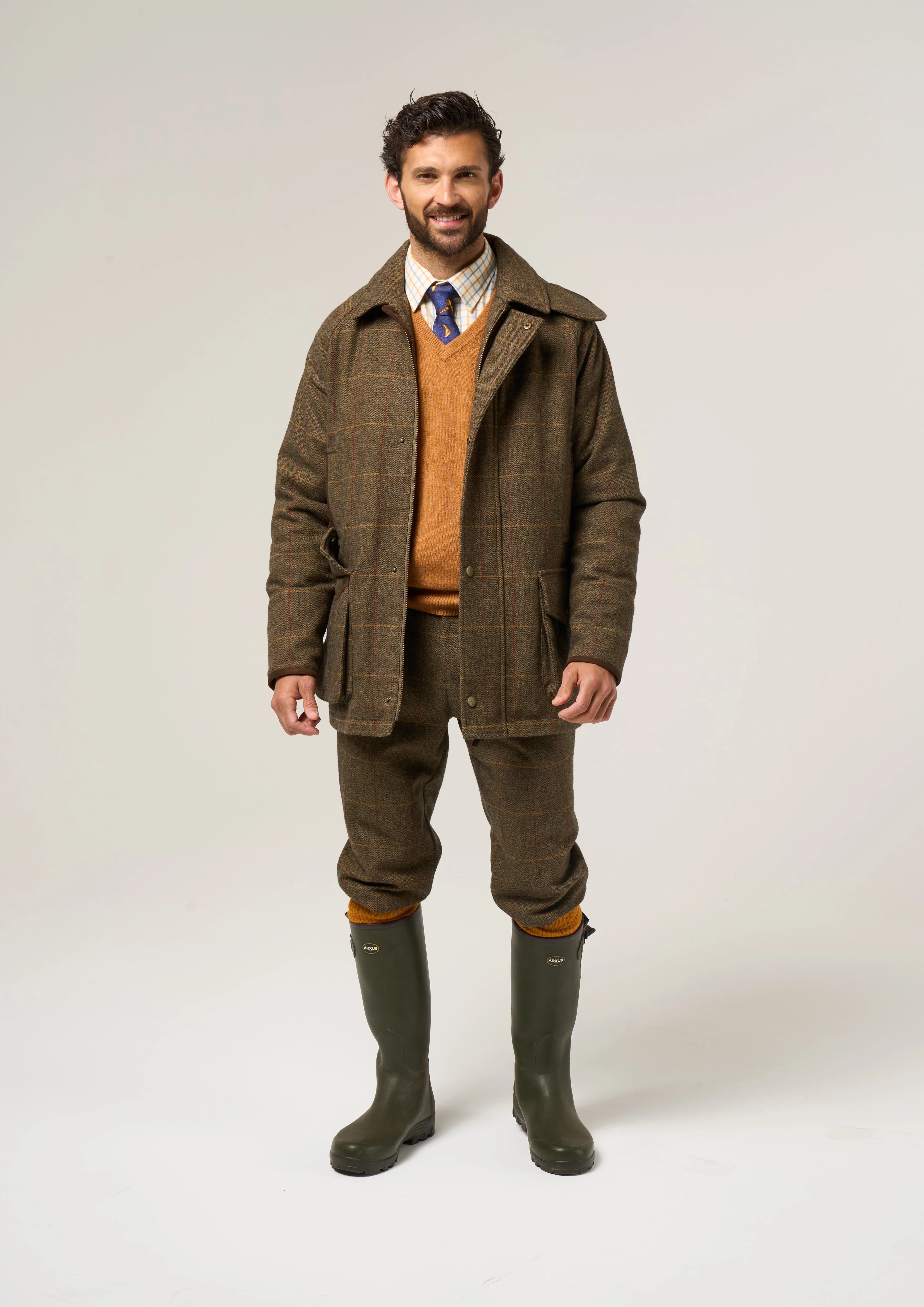 Combrook Men's Tweed Waterproof Coat in Teak  -  Regular Fit - Image 3