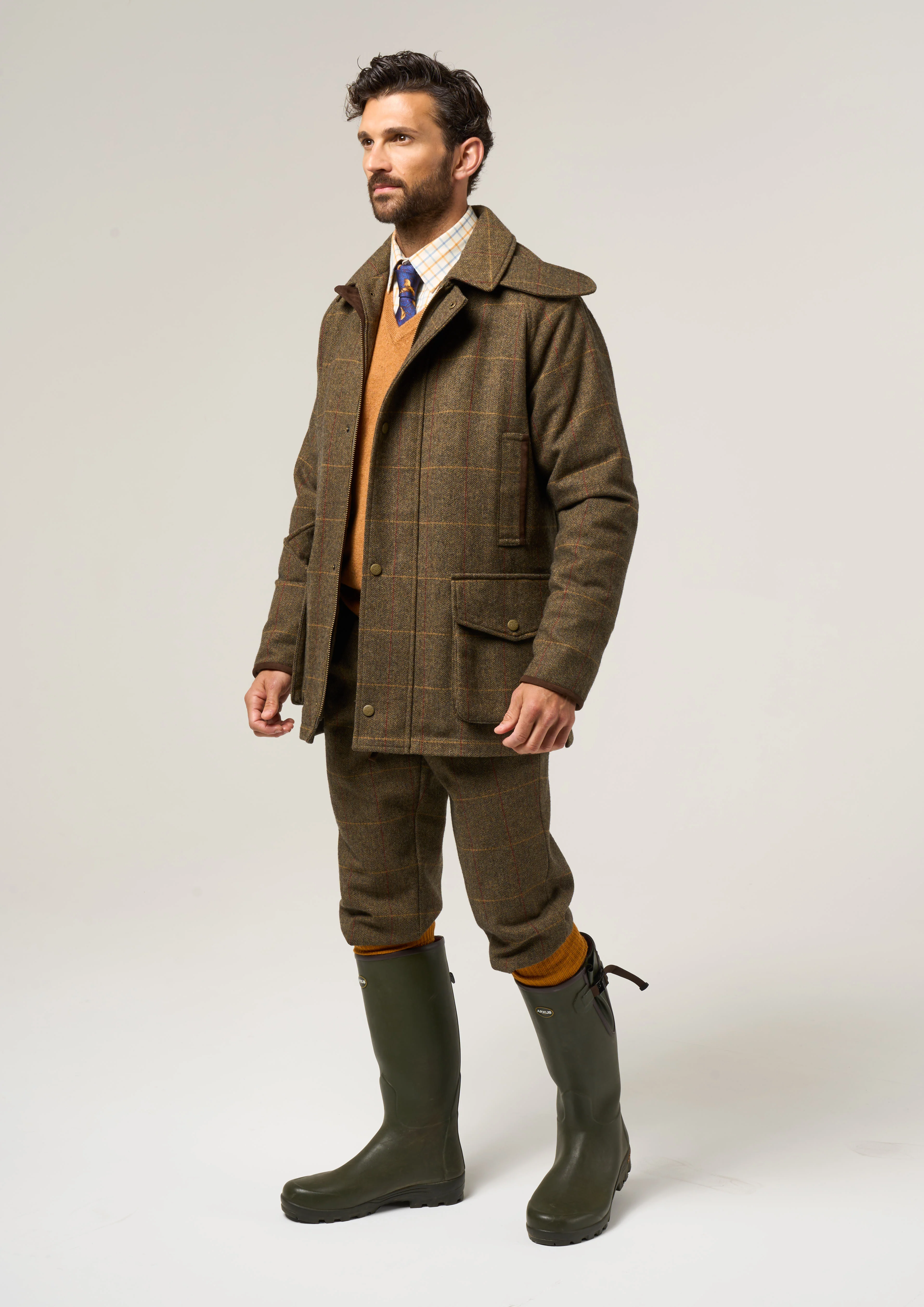 Combrook Men's Tweed Waterproof Coat in Teak  -  Regular Fit - Image 4