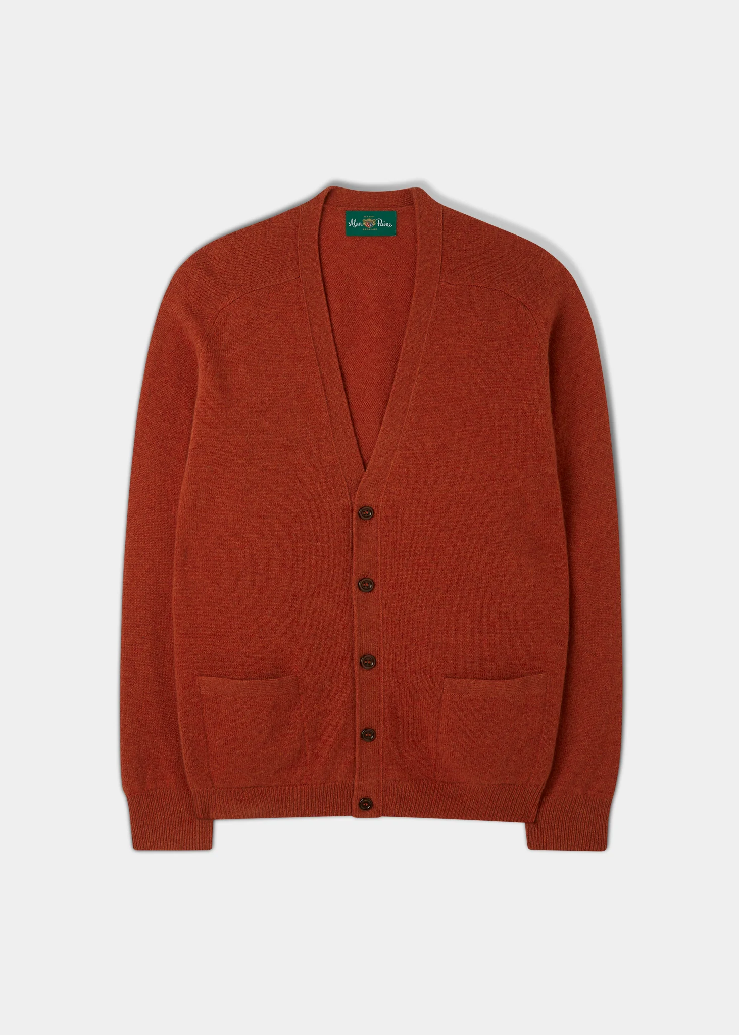 Cornwall Lambswool Cardigan in Ember - Classic Fit