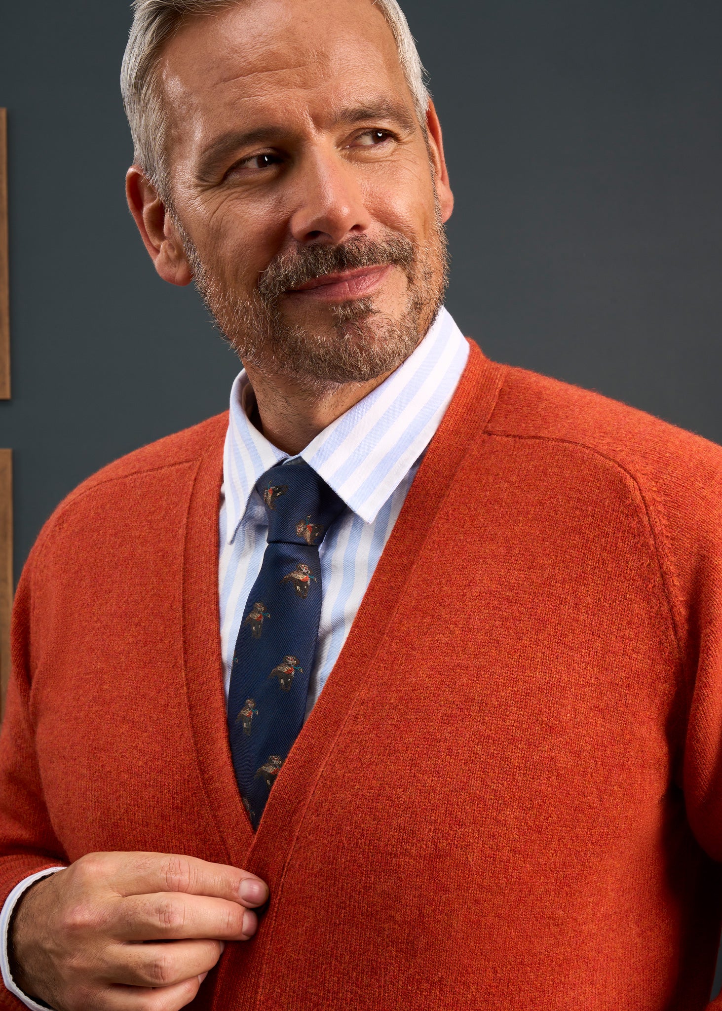 Cornwall Lambswool Cardigan in Ember - Classic Fit - Image 2