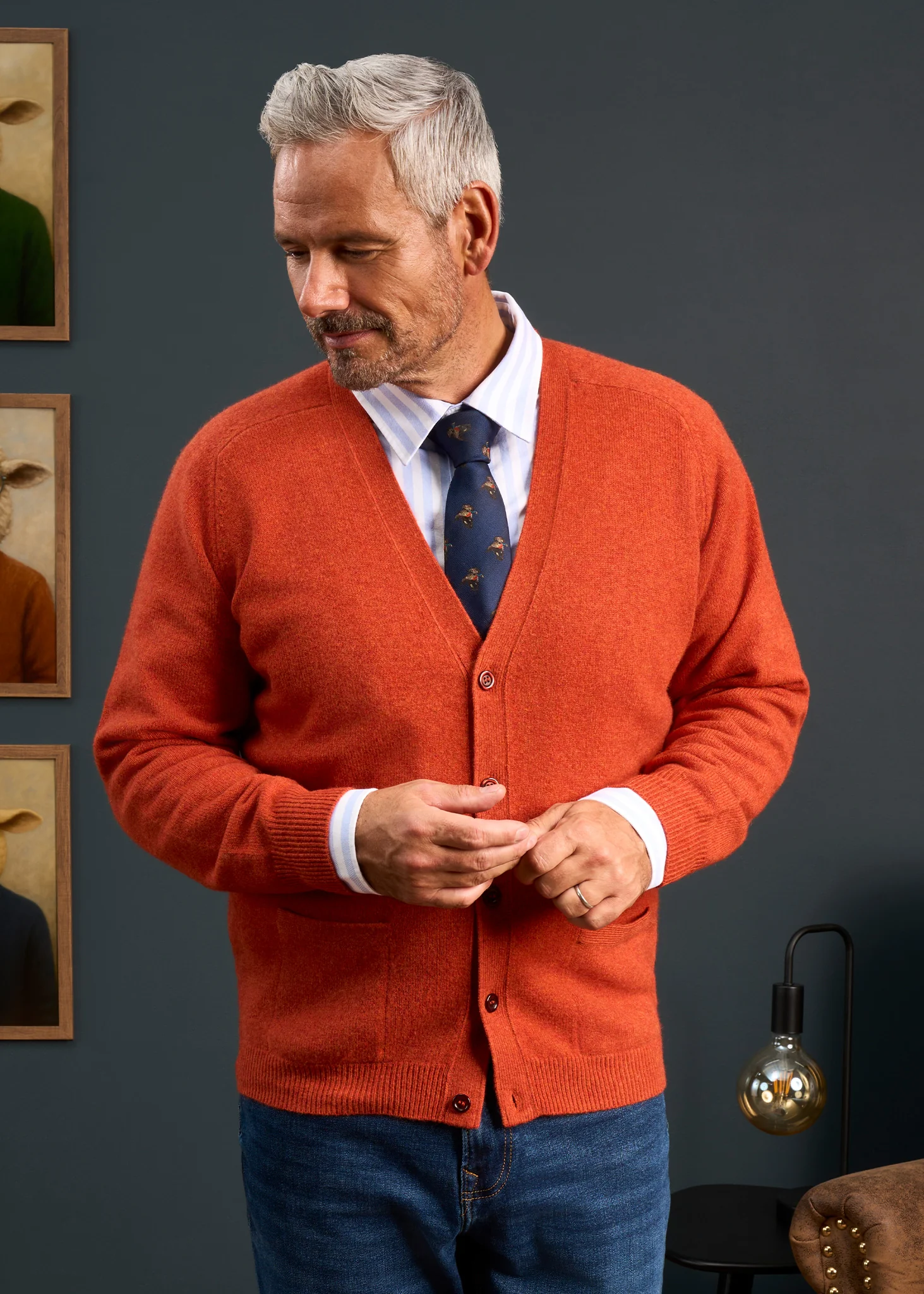 Cornwall Lambswool Cardigan in Ember - Classic Fit - Image 4