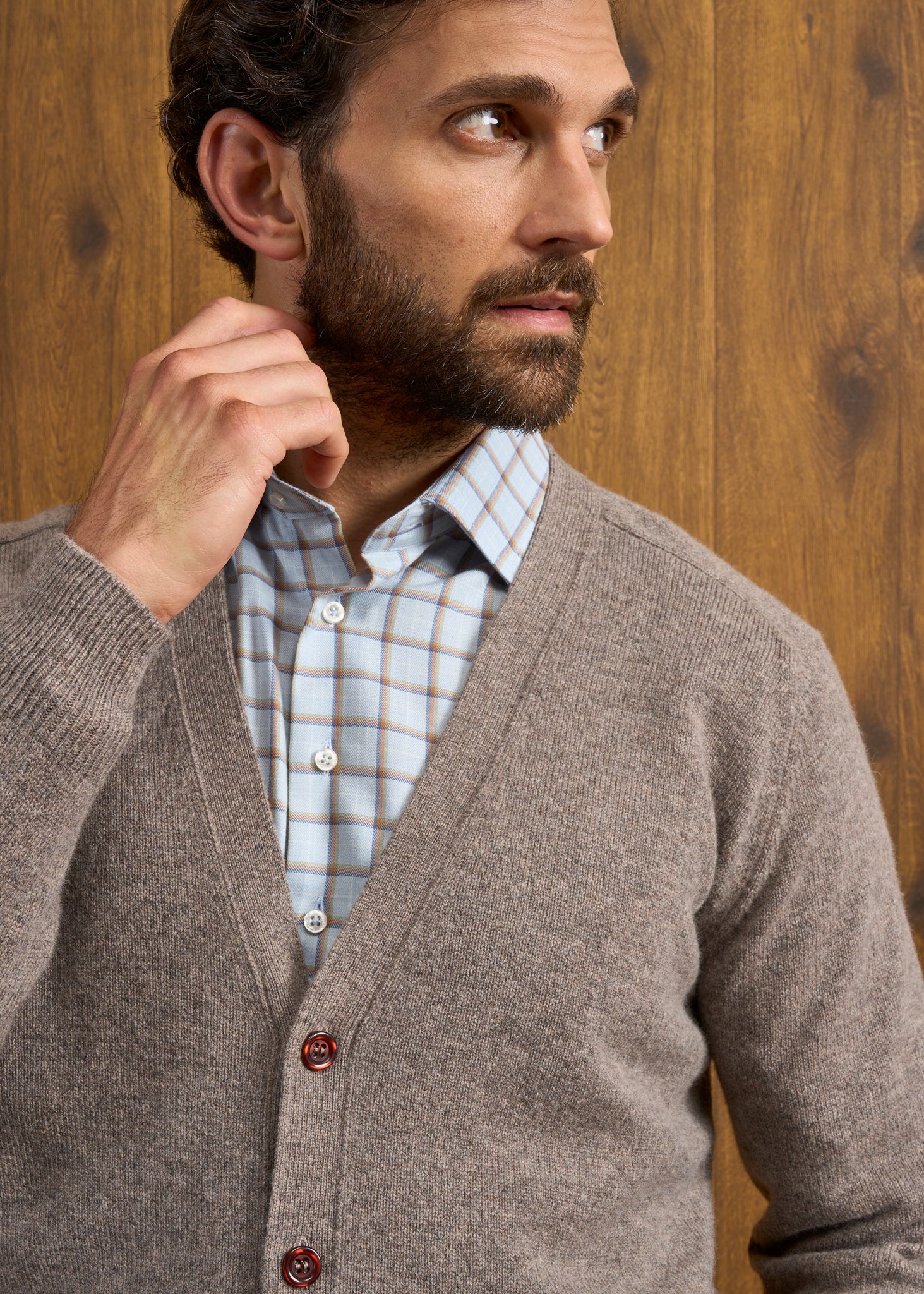 Cornwall Lambswool Cardigan in Vole - Classic Fit - Image 5