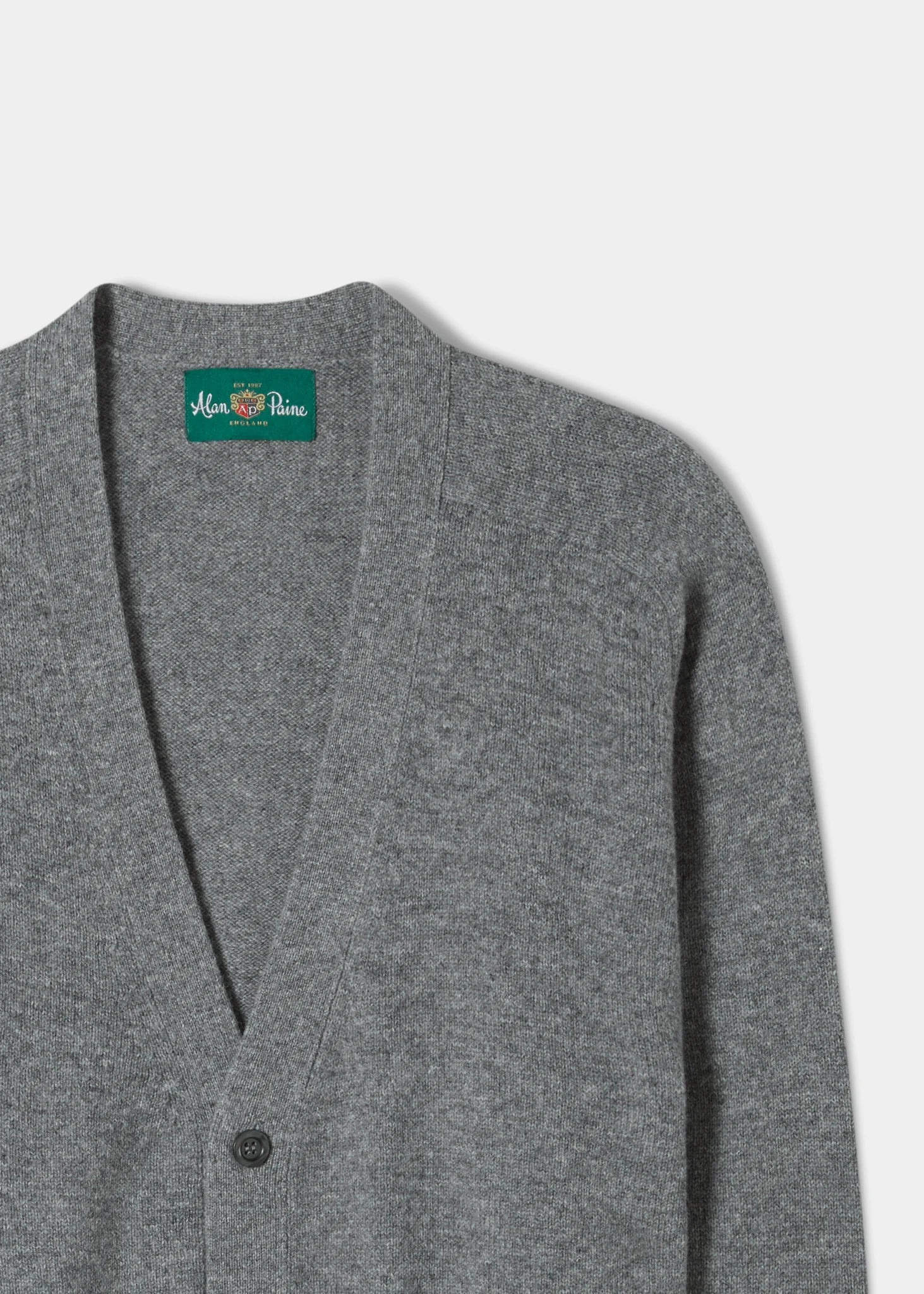 Cornwall Lambswool Cardigan in Grey Mix - Classic Fit - Image 2