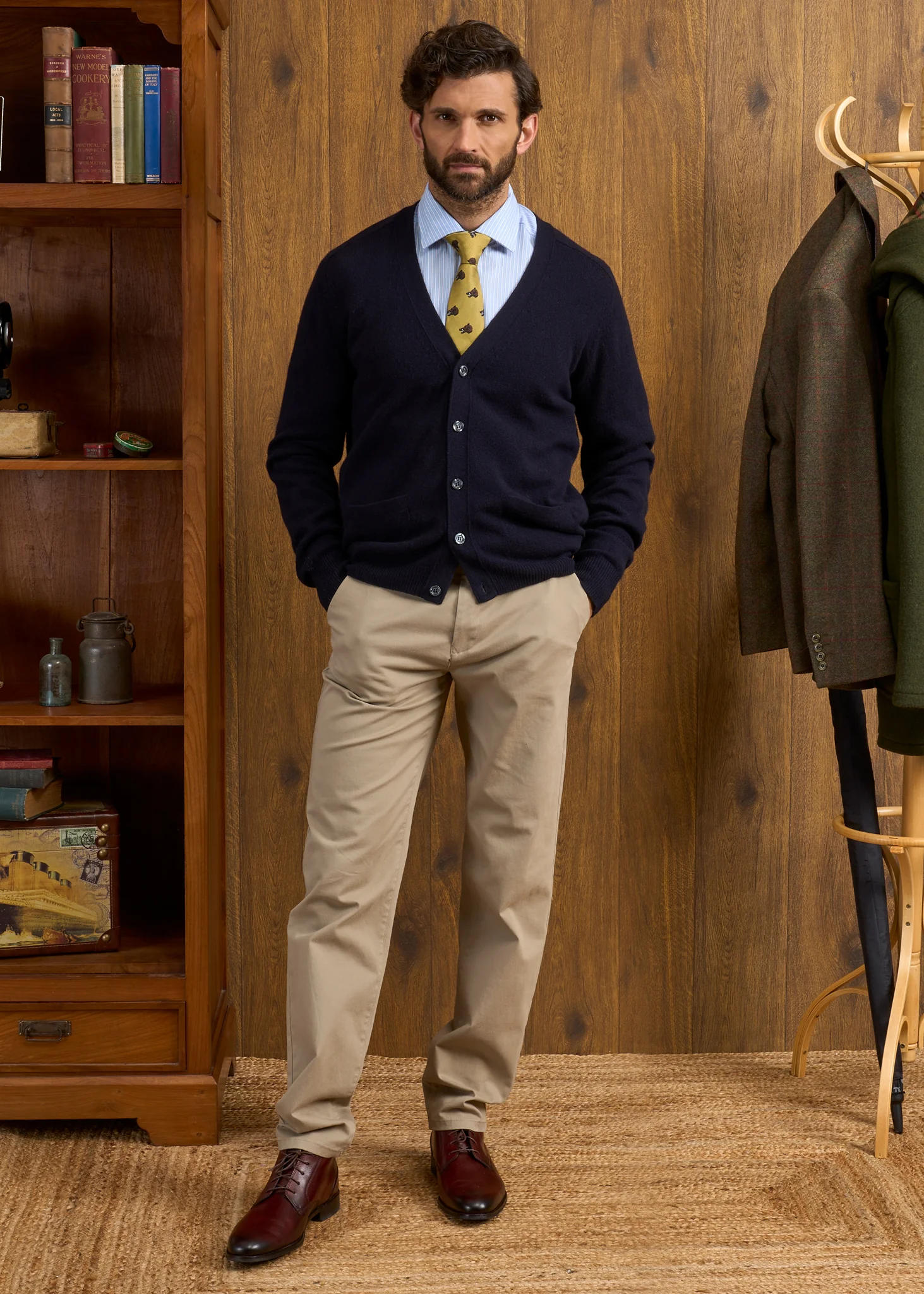 Cornwall Lambswool Cardigan in Navy - Classic Fit - Image 2