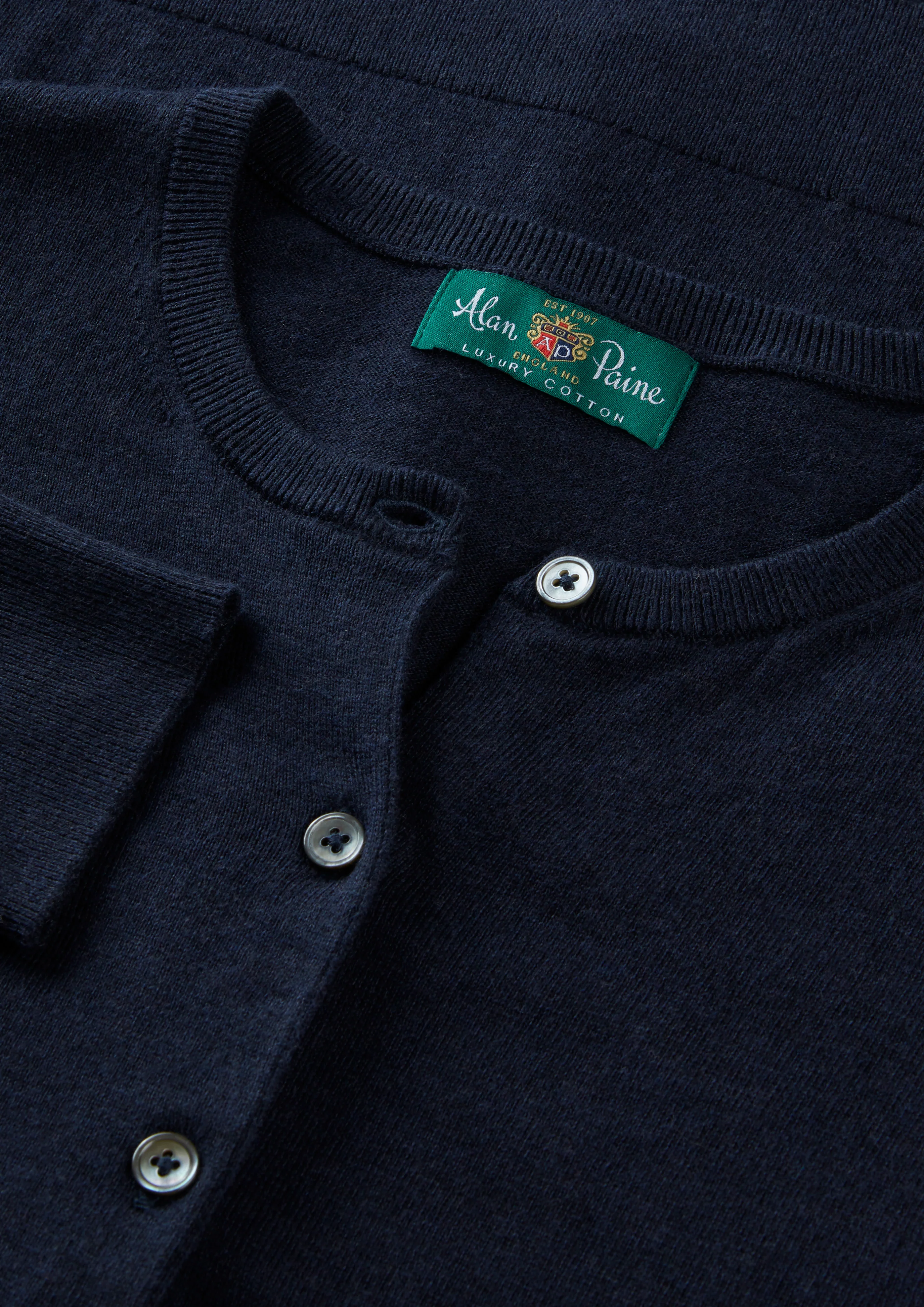 Daphne Ladies Cotton Cashmere Cardigan In Dark Navy - Image 3