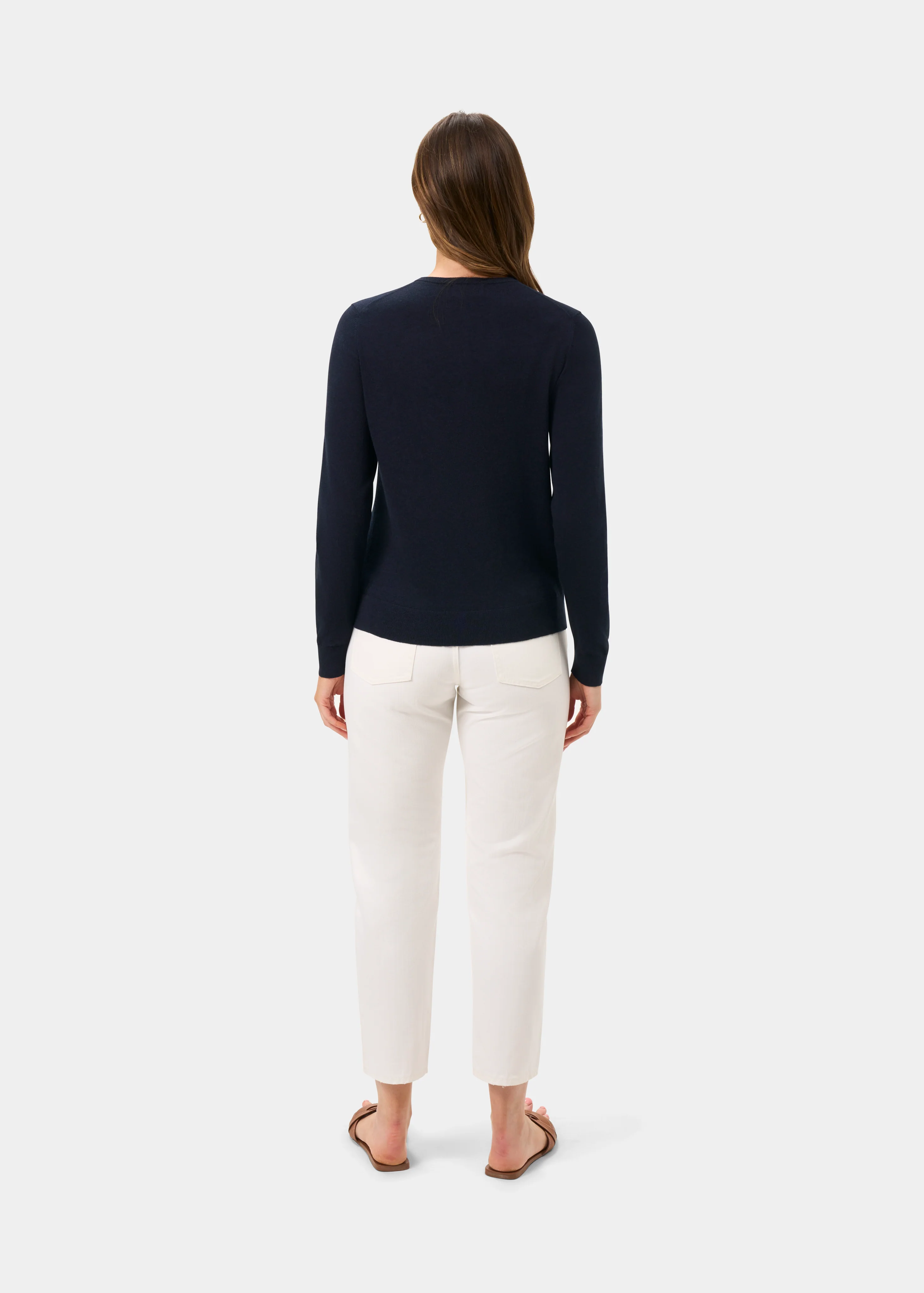 Daphne Ladies Cotton Cashmere Cardigan In Dark Navy - Image 7