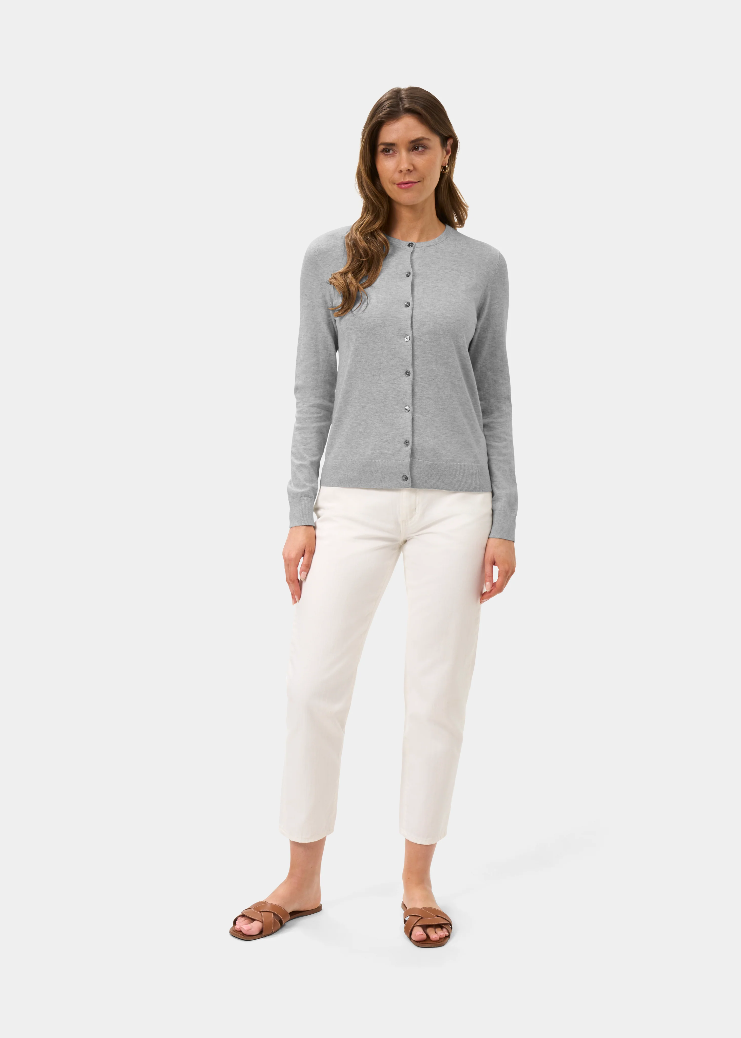 Daphne Ladies Cotton Cashmere Cardigan In Dove - Image 2