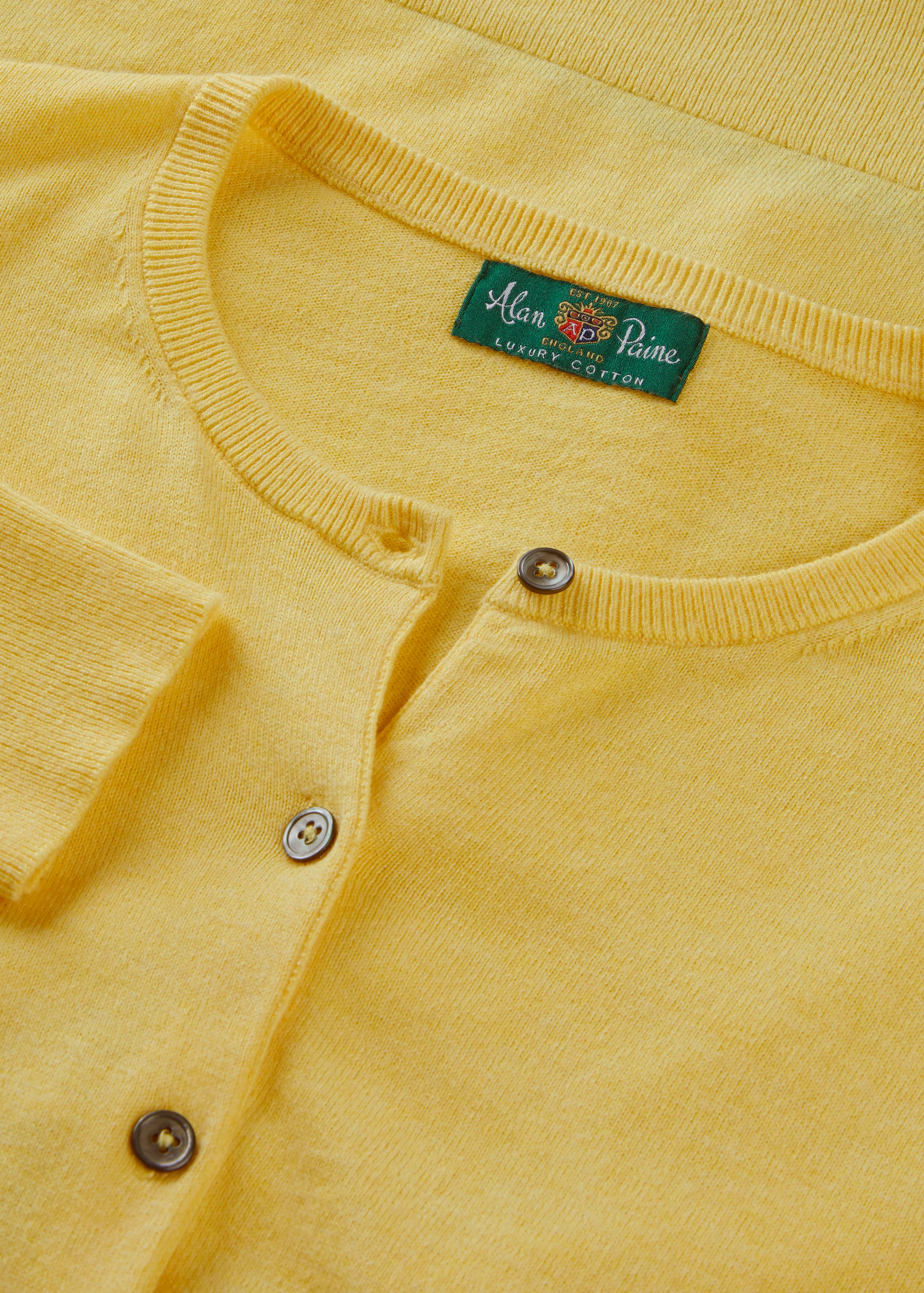 Daphne Ladies Cotton Cashmere Cardigan In Lemon - Image 3