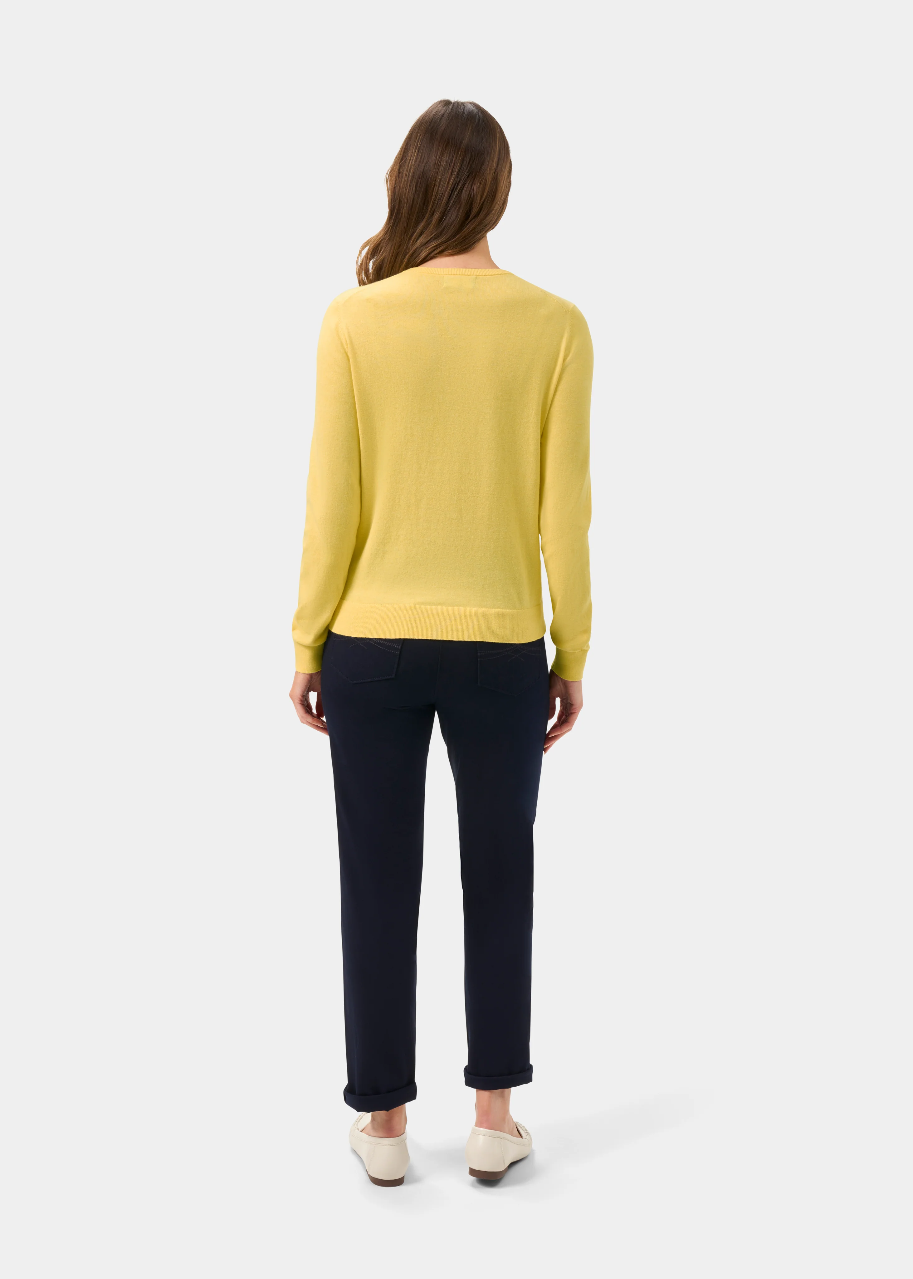 Daphne Ladies Cotton Cashmere Cardigan In Lemon - Image 7