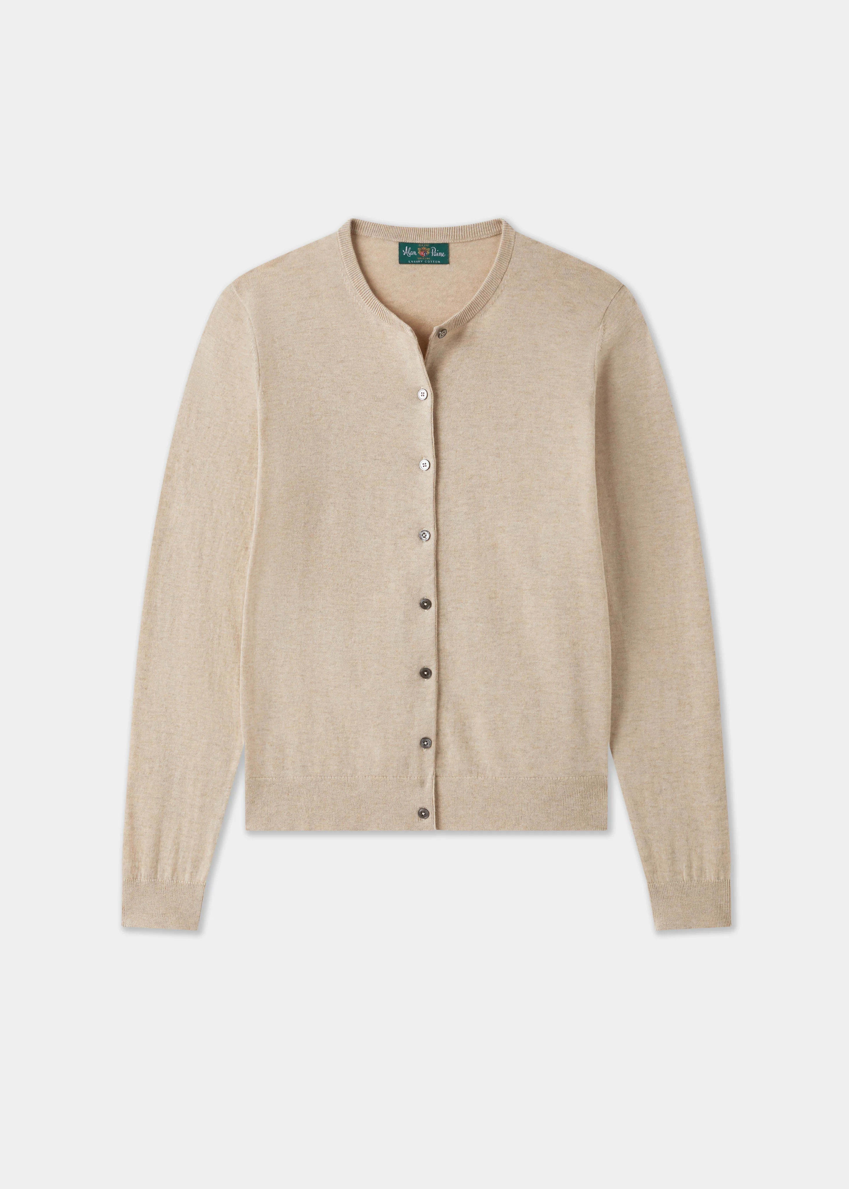 Daphne Ladies Cotton Cashmere Cardigan In Sand