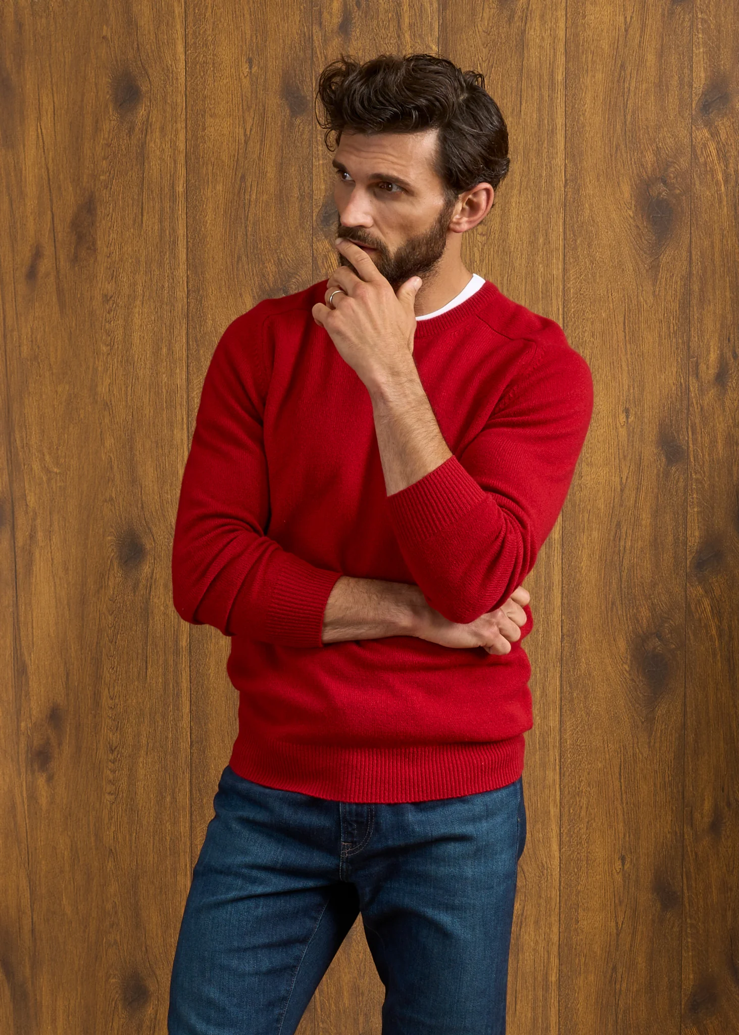 Dorset Men's Lambswool Jumper in Dubonnet - Classic Fit - Image 4