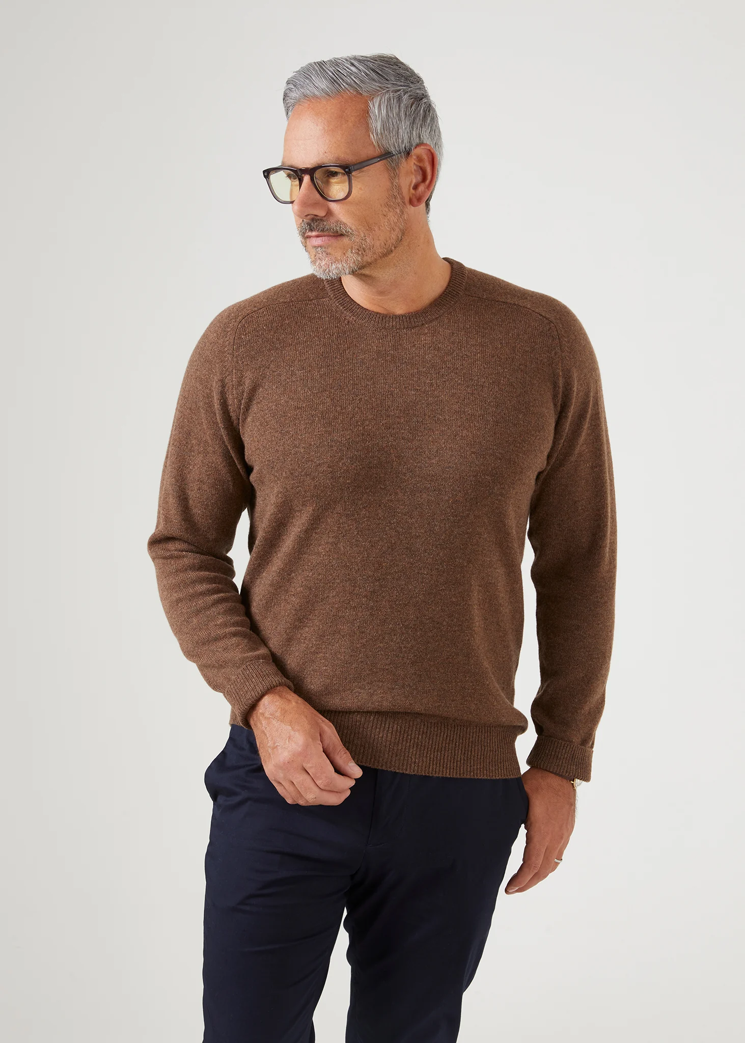 Dorset Men's Lambswool Jumper in Tobacco - Classic Fit - Image 2