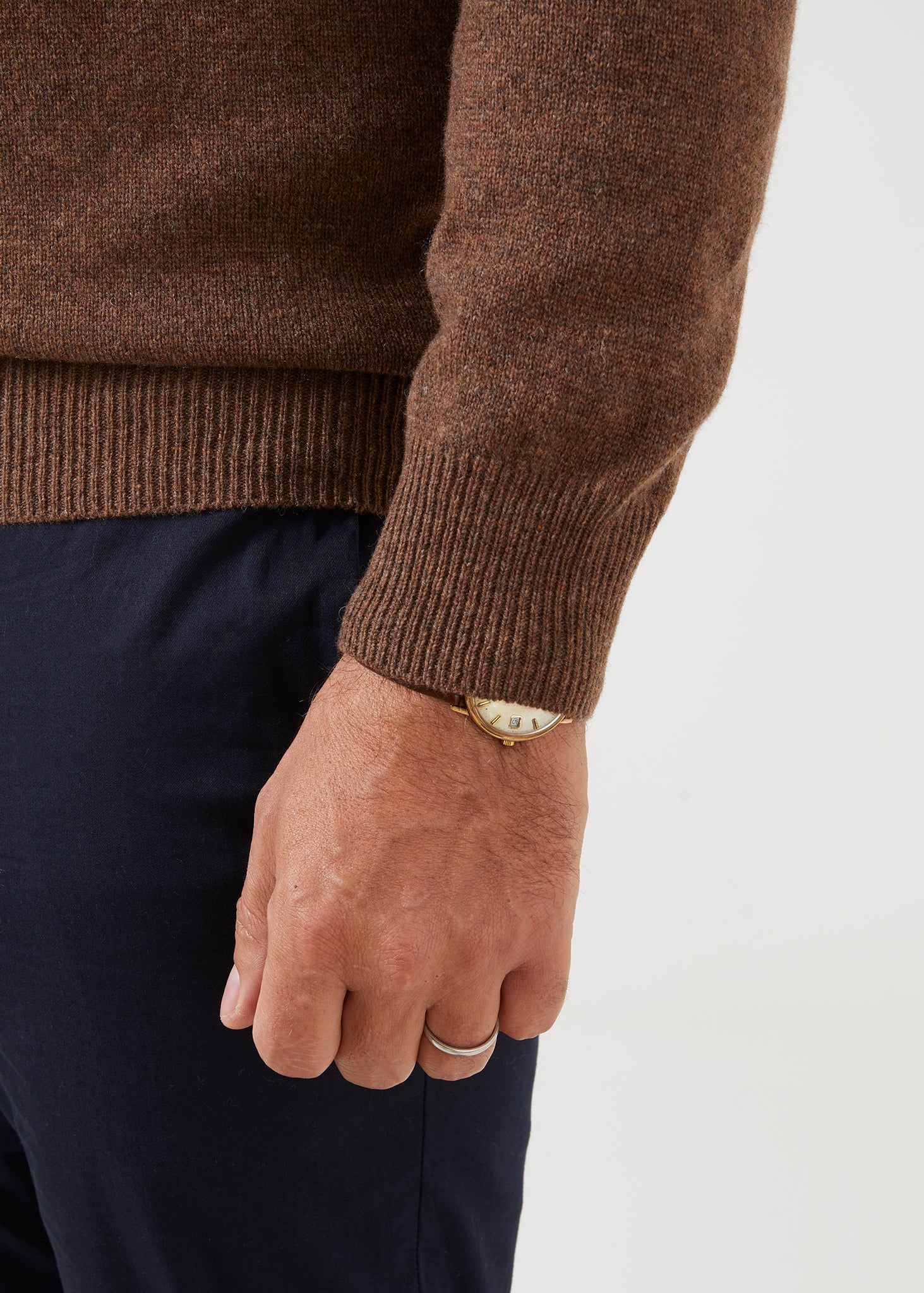 Dorset Men's Lambswool Jumper in Tobacco - Classic Fit - Image 5