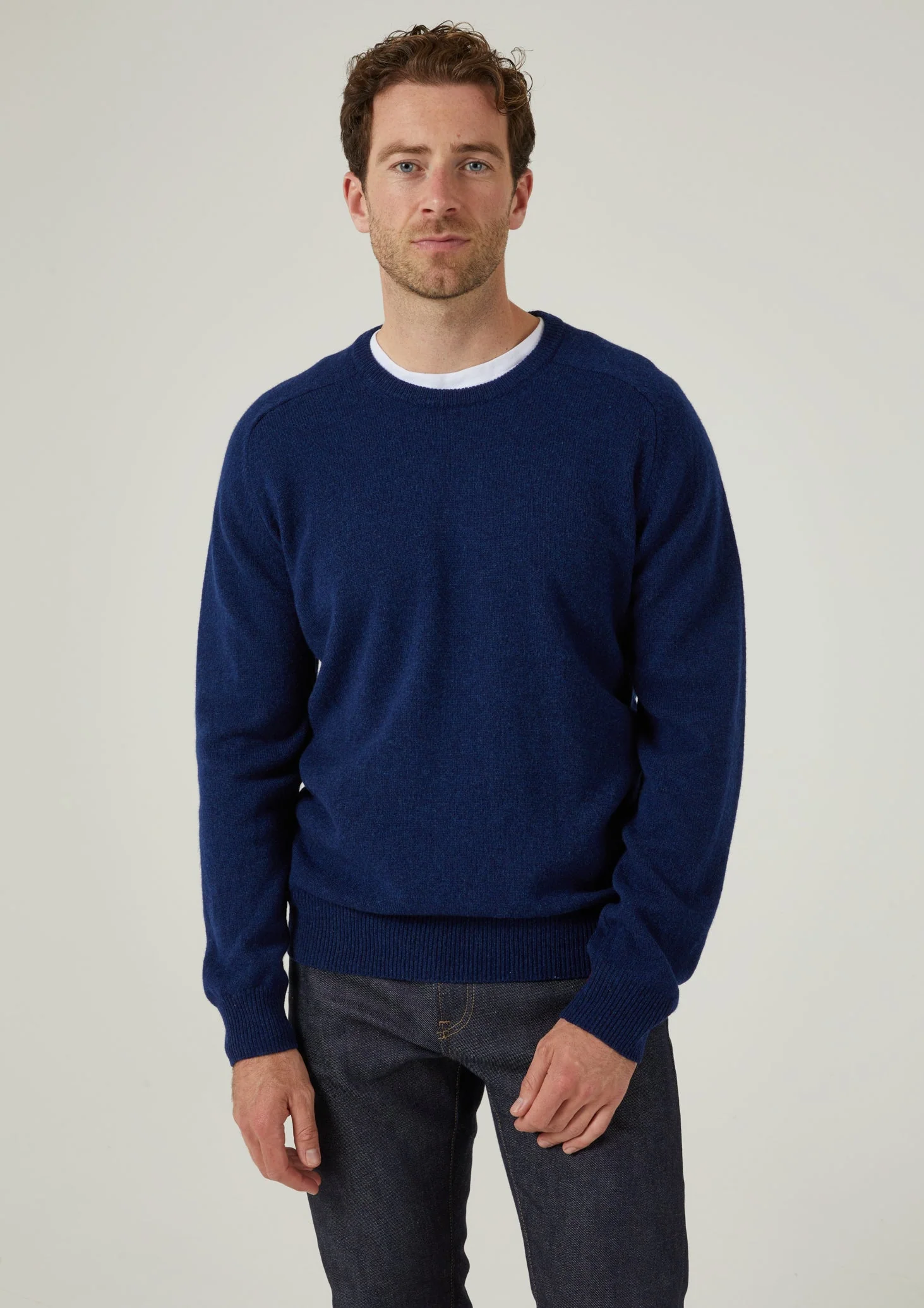 Dorset Men's Lambswool Jumper in Indigo - Classic Fit - Image 2