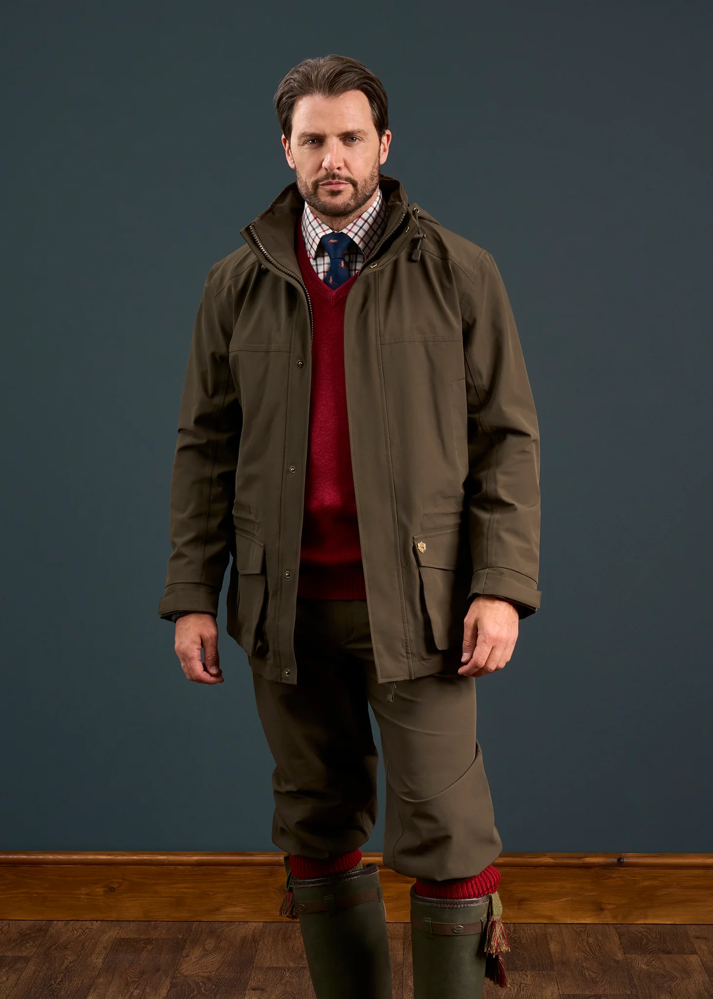 Dunswell Men's Waterproof Field Coat In Olive - Shooting Fit - Image 2