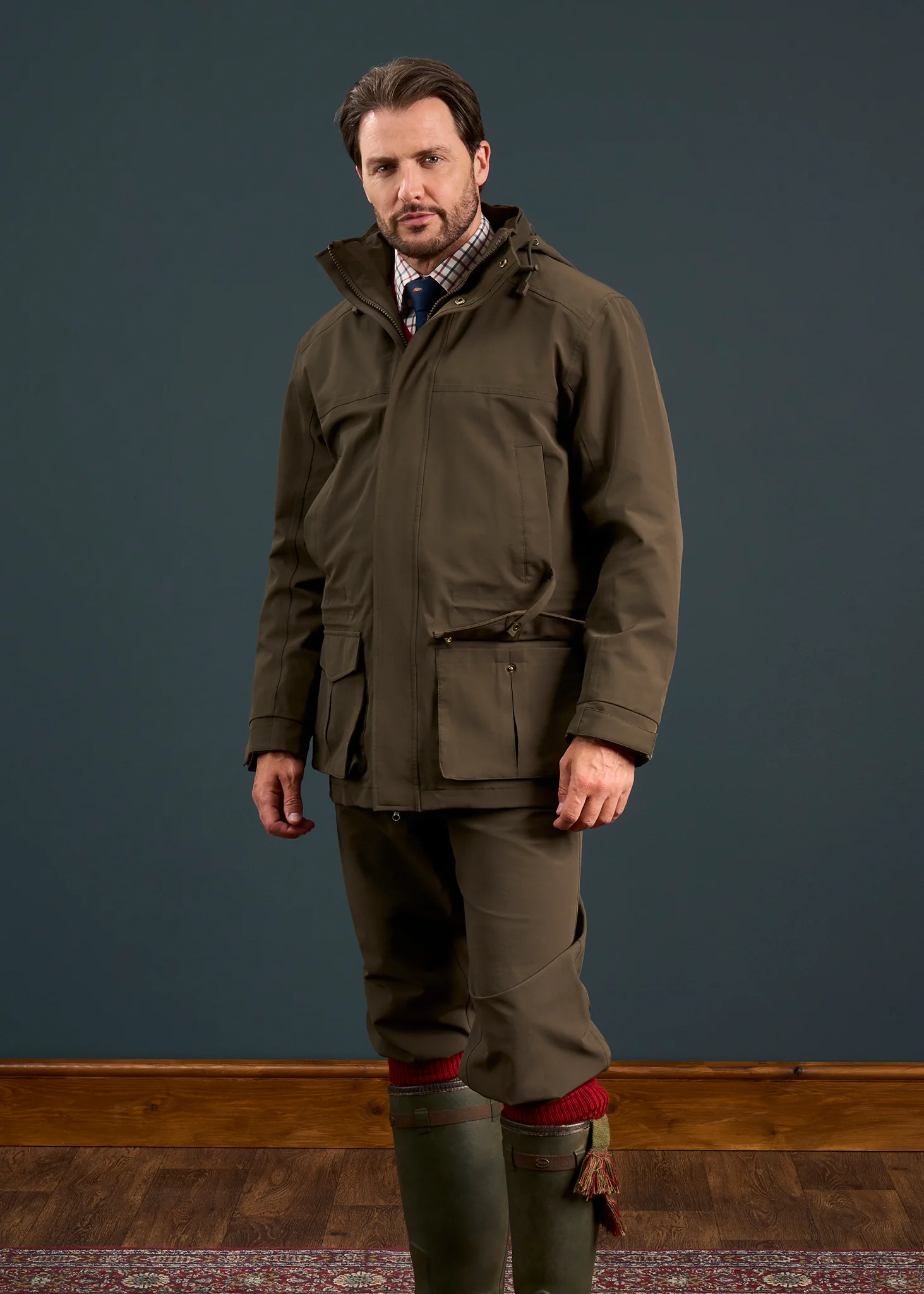 Dunswell Men's Waterproof Field Coat In Olive - Shooting Fit - Image 3