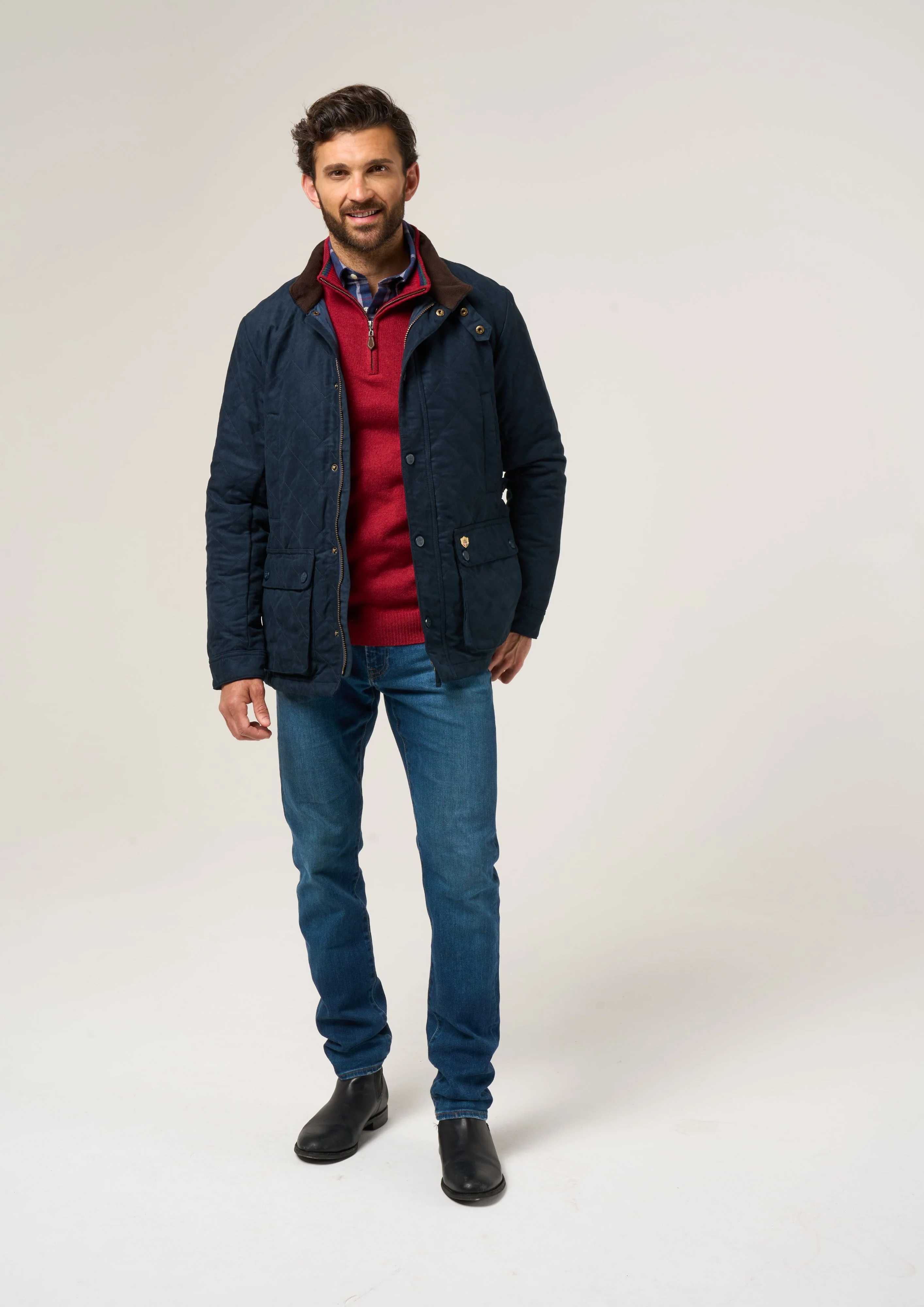 Felwell Men's Quilted Jacket In Dark Navy - Regular Fit - Image 3