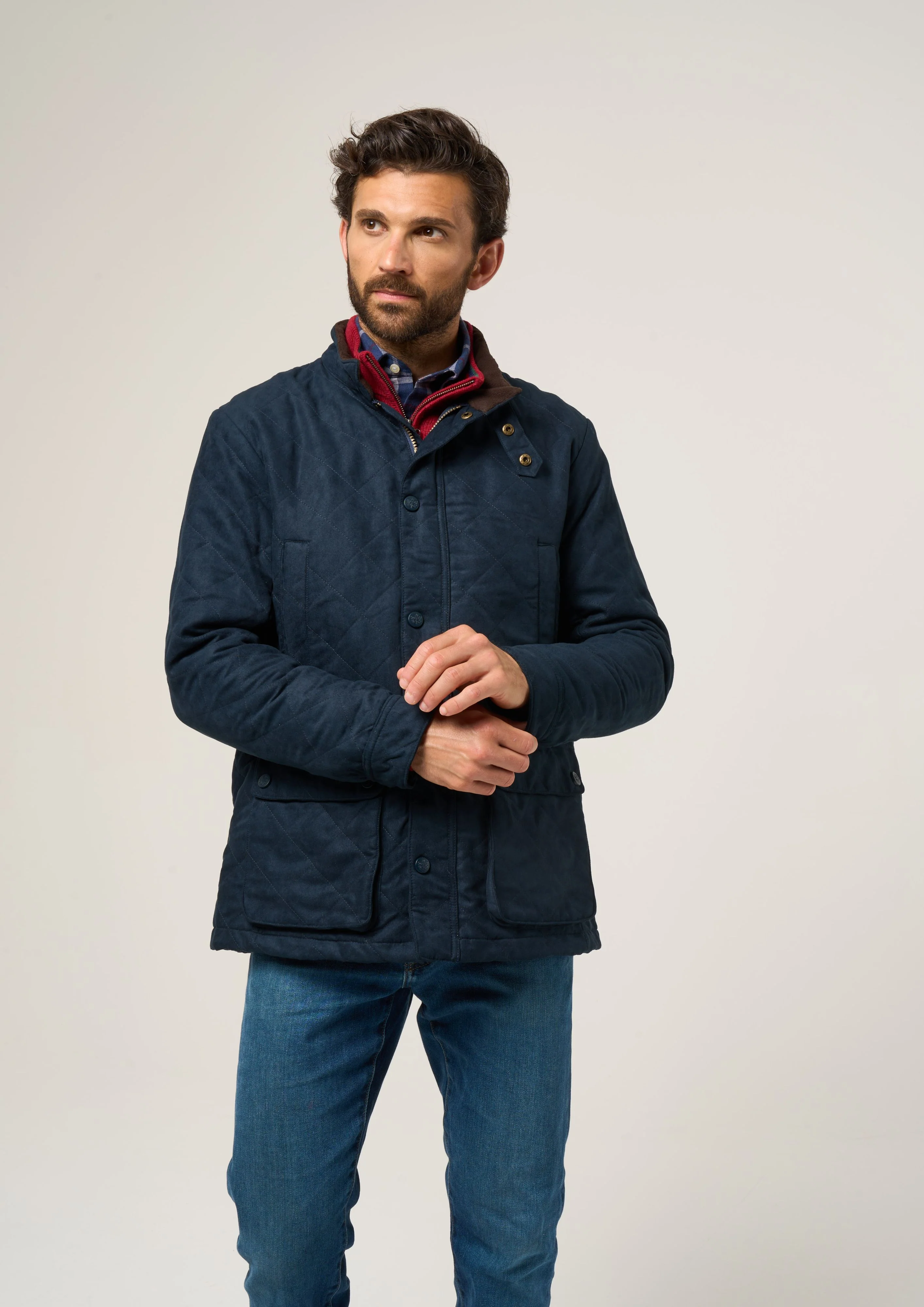 Felwell Men's Quilted Jacket In Dark Navy - Regular Fit - Image 4