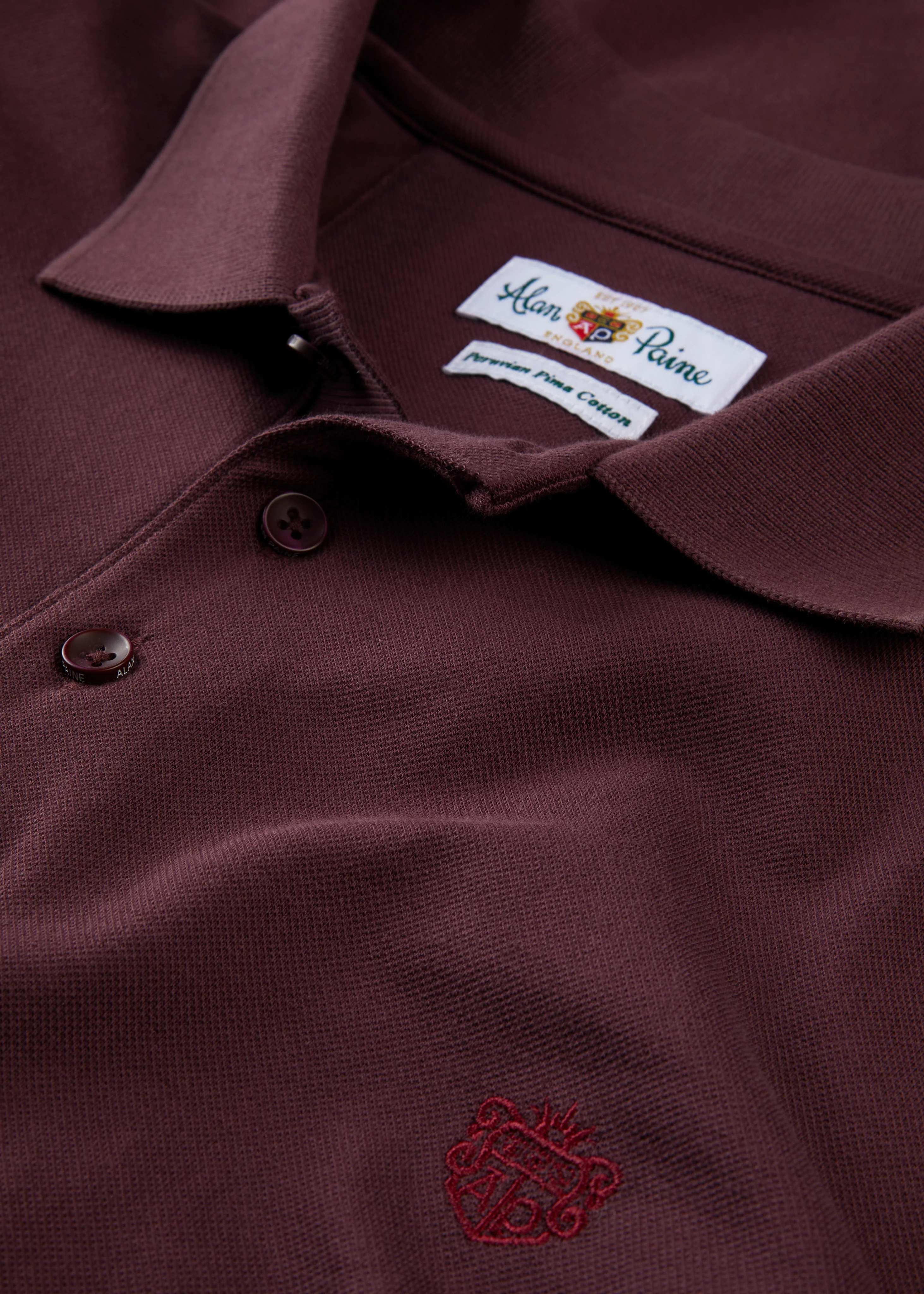 Fritton Pique Polo Shirt In Blackcurrant - Image 4